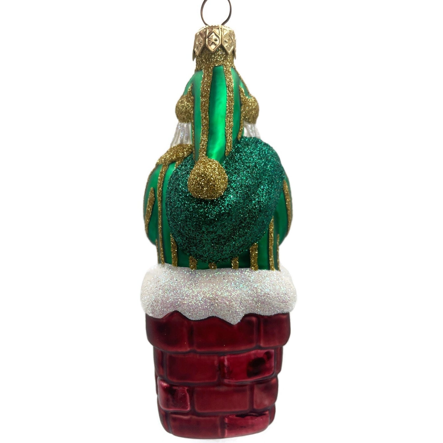 Patricia Breen Here Comes Santa Claus Green Stripes Variant Christmas Ornament