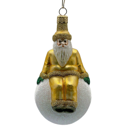 Patricia Breen Snowbound Santa Claus Gold Pearl Snowball Christmas Tree Ornament