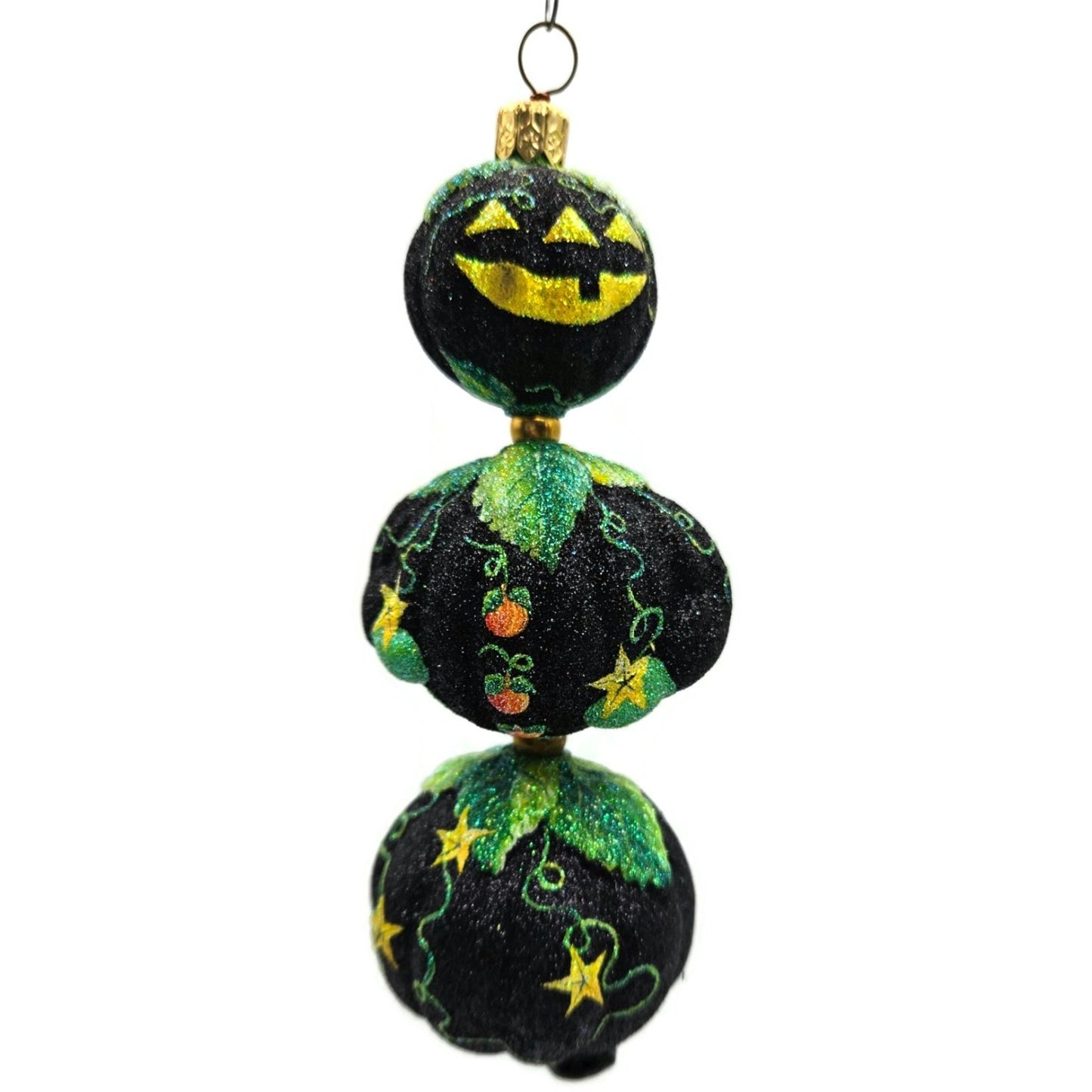 Patricia Breen Kinetic Pumpkinman Black Halloween Christmas Glittered Ornament