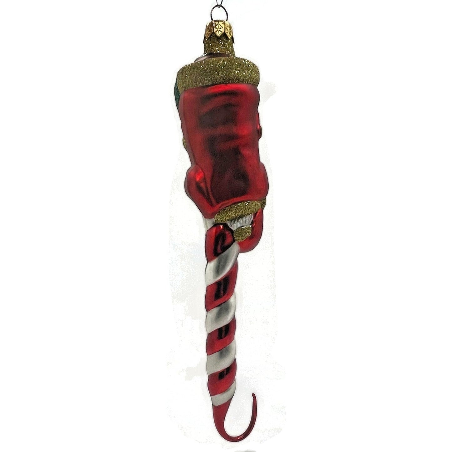 Patricia Breen Peppermint Santa Red White Gold Gloves Christmas Tree Ornament