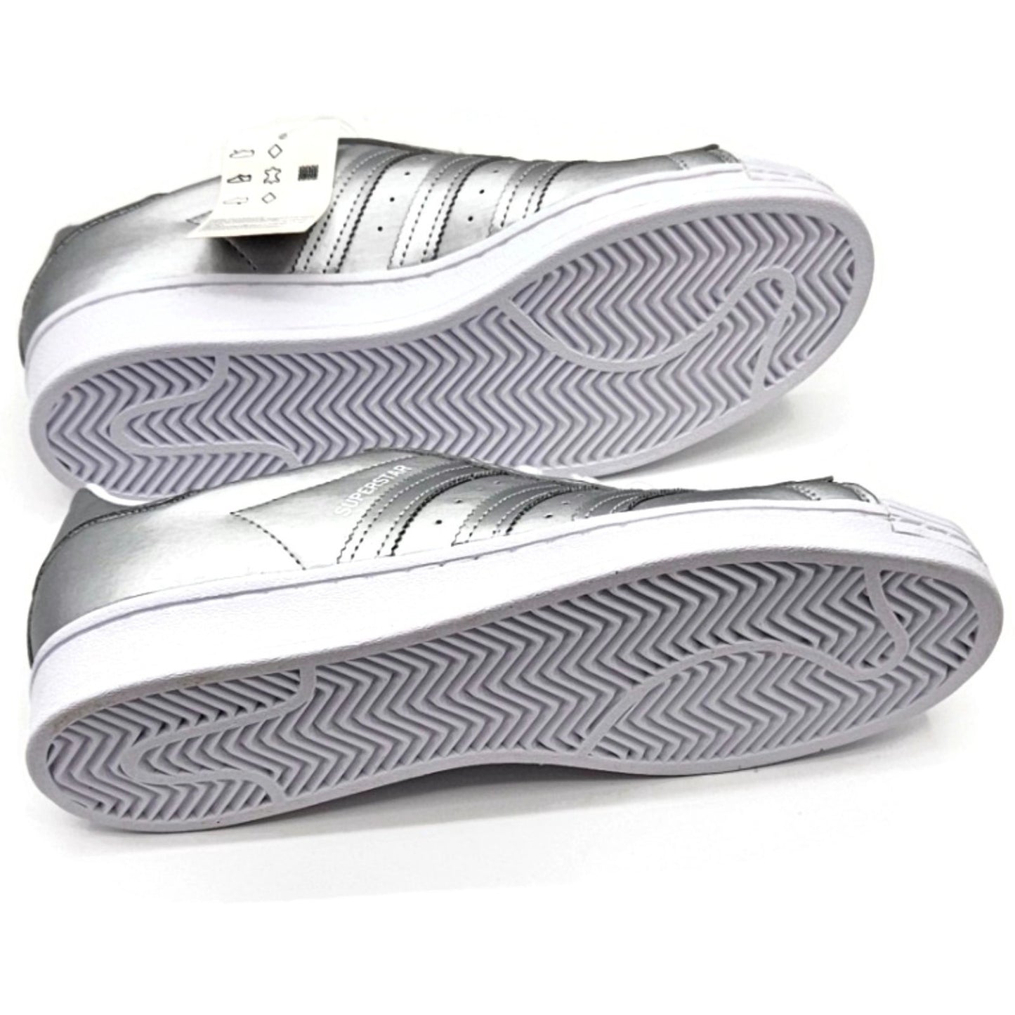 Adidas Superstar Silver Metallic Leather Shoes Ladies Size 9 Shell Toe FY1155