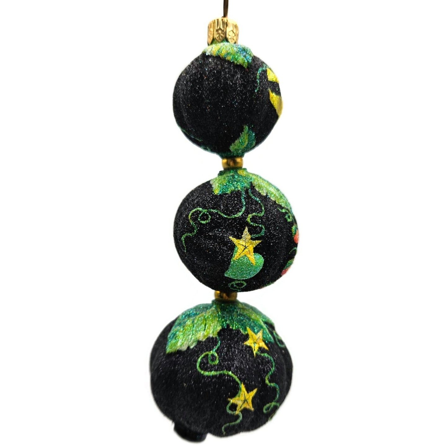 Patricia Breen Kinetic Pumpkinman Black Halloween Christmas Glittered Ornament
