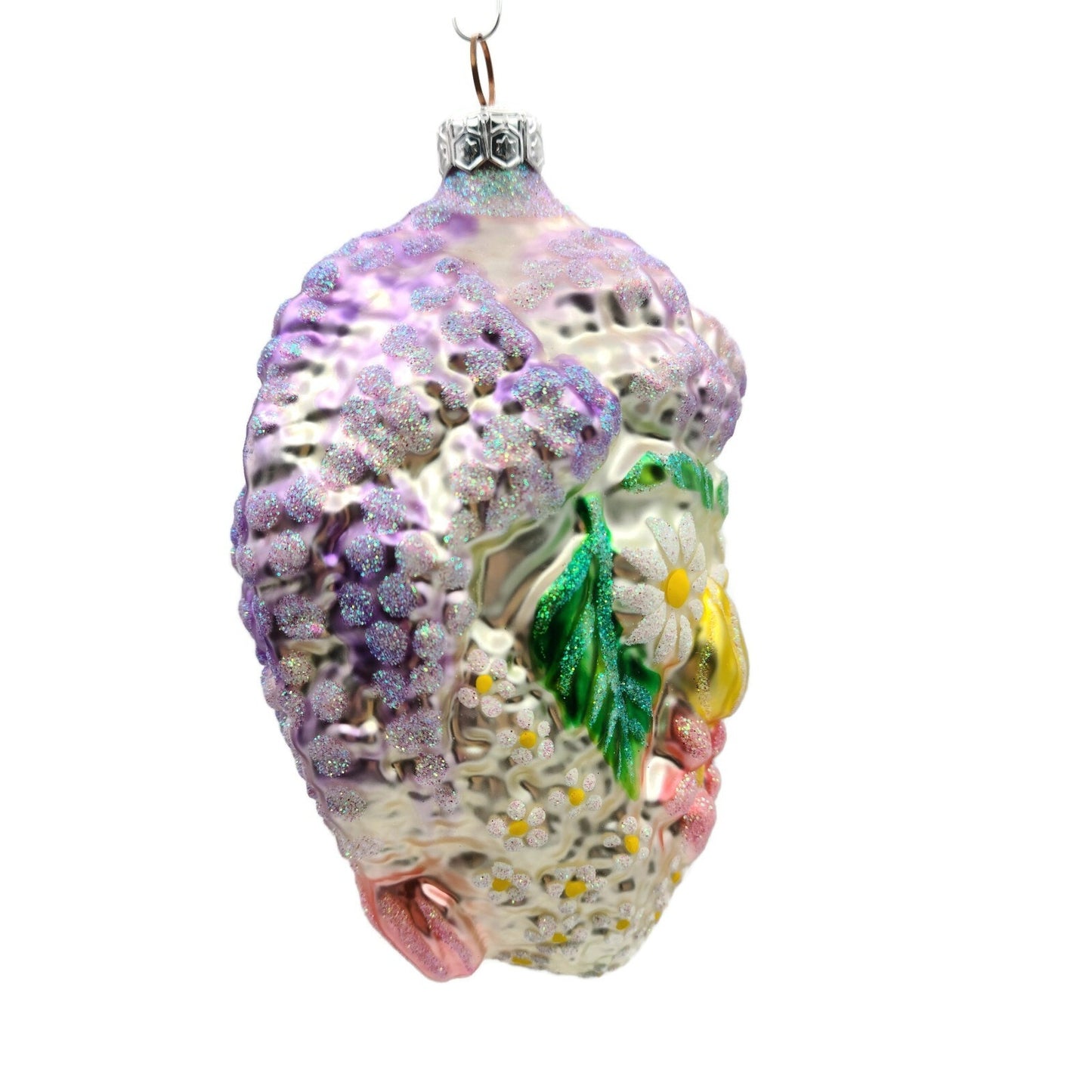 Patricia Breen Arcimbaldi Santa Purple White Flowers Spring Christmas Ornament
