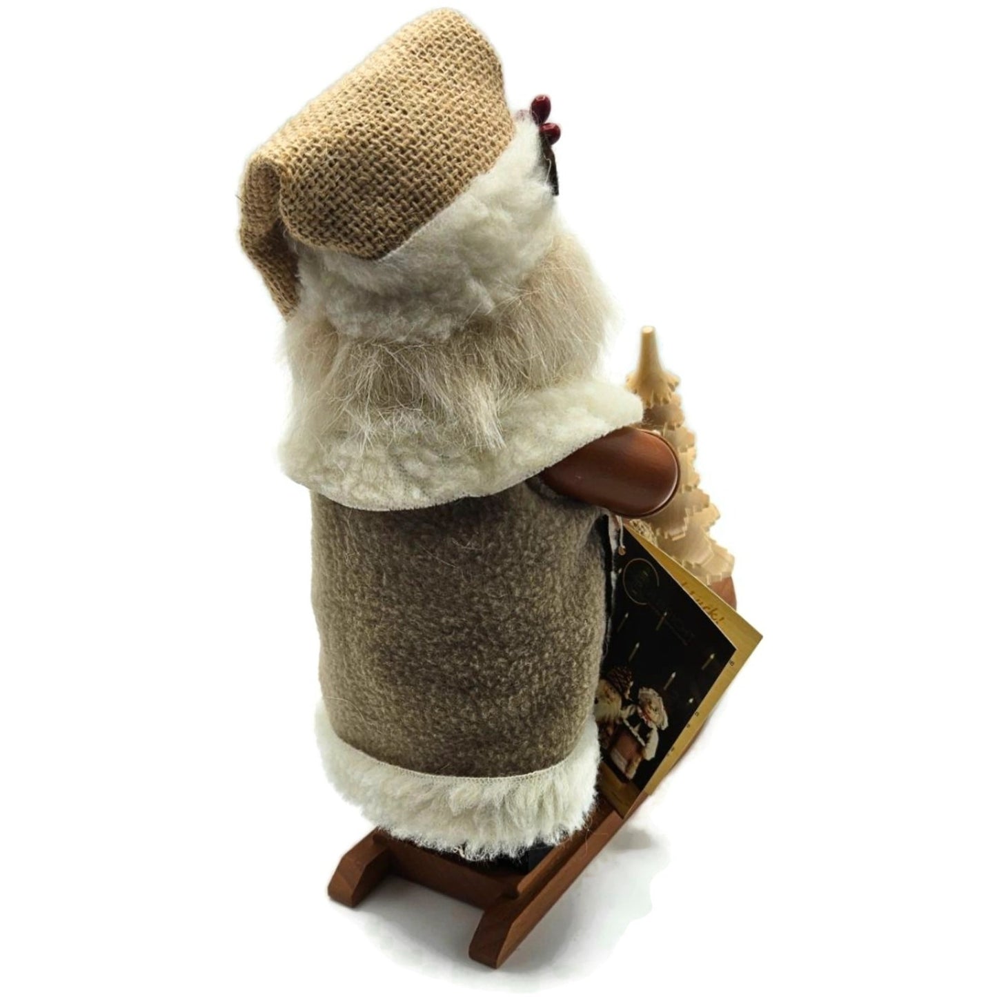 Christian Ulbricht Natural Santa on Sled Smoker Handcrafted Germany Wooden Figur
