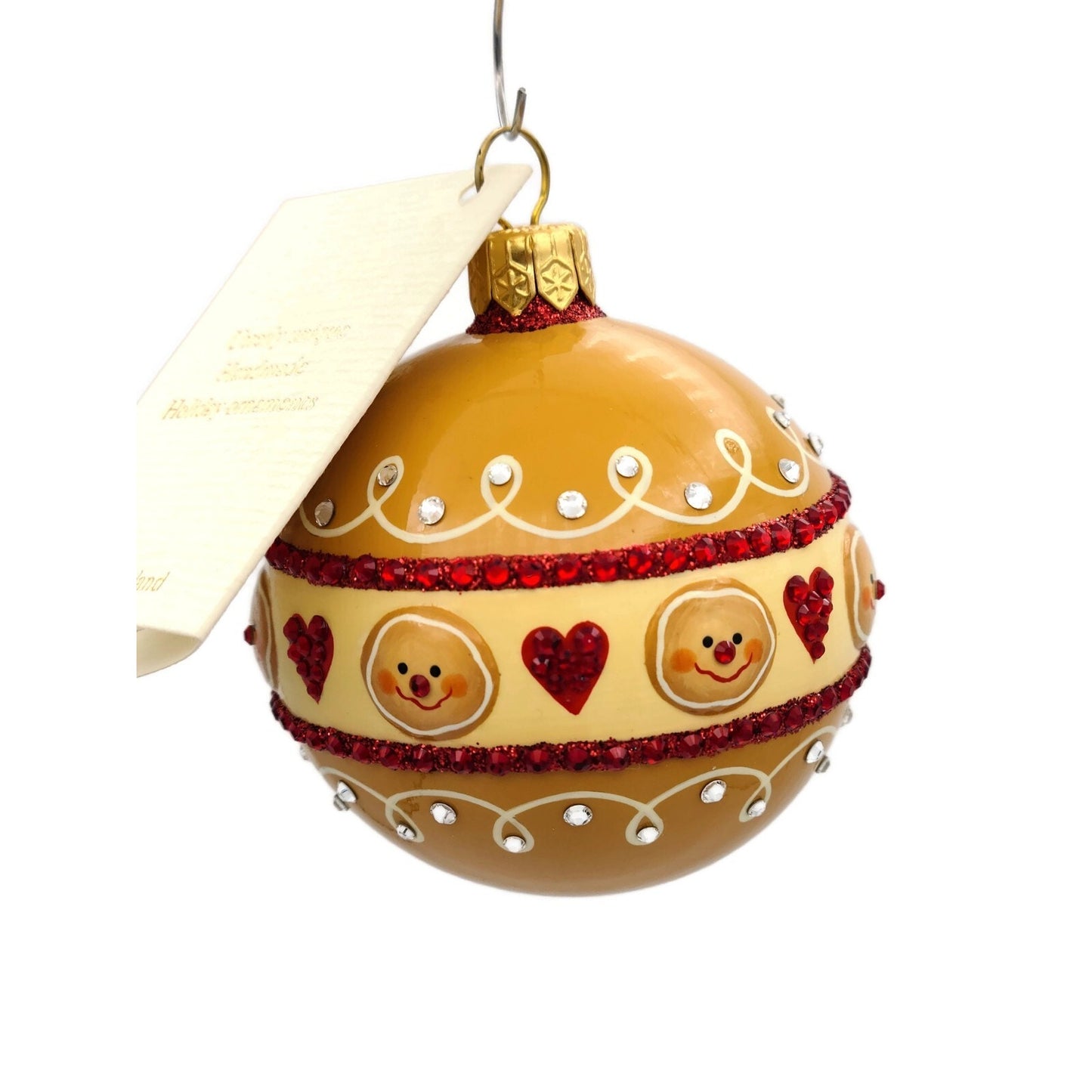 Patricia Breen Beguiling Orb Gingerbread Hearts Christmas Holiday Ornament