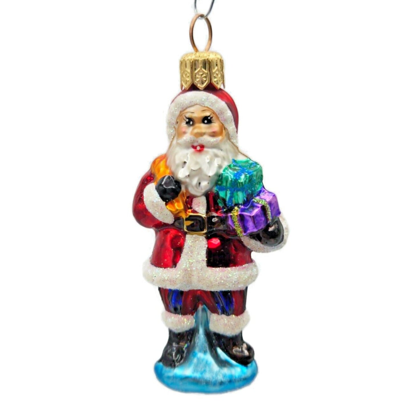 Christopher Radko Santa Joy Gem Gifts Glass Christmas Tree Ornament 99-973-0