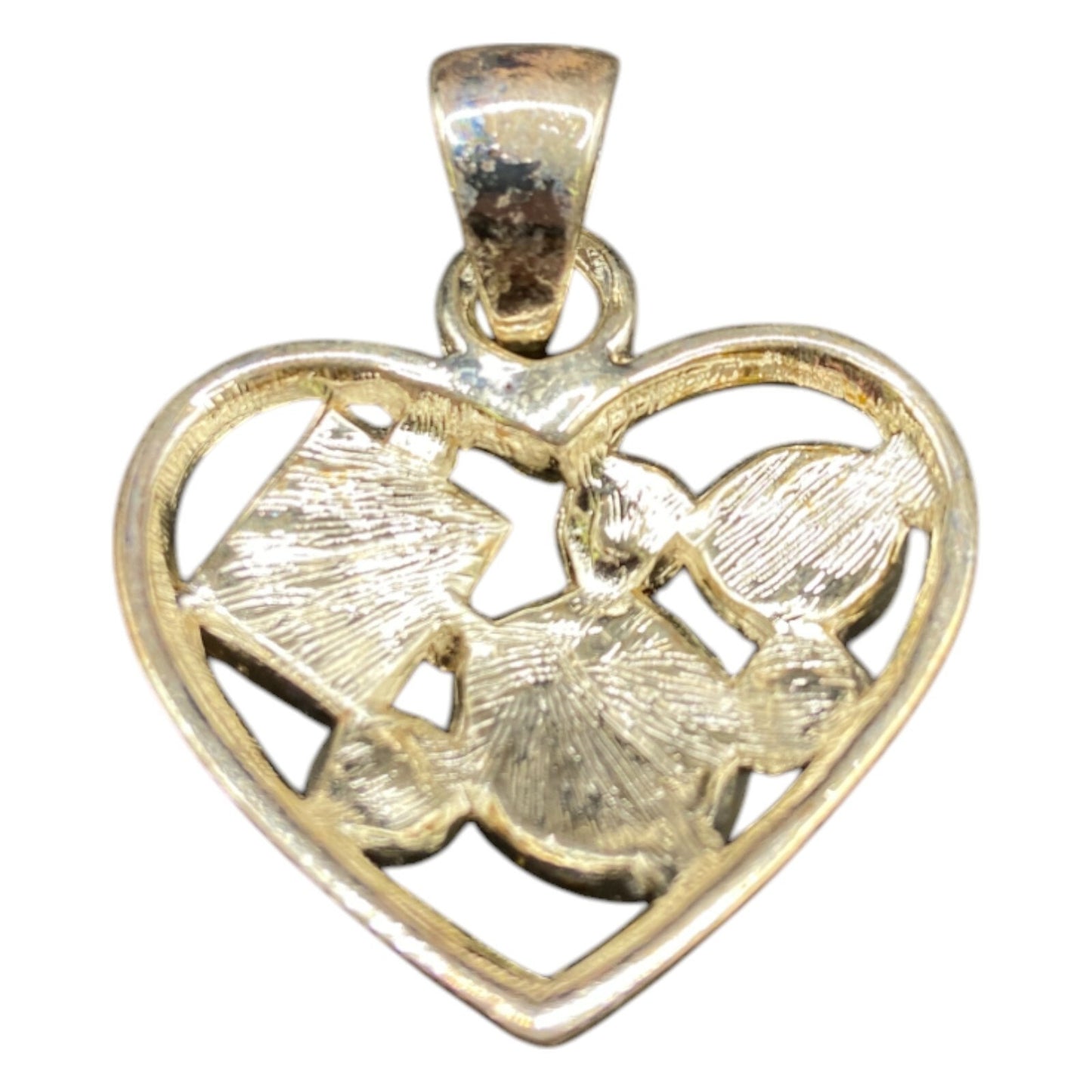 Heart Shaped Pendant Lapis Lazuli Blue Mixed Gemstones Silver Tone Metal