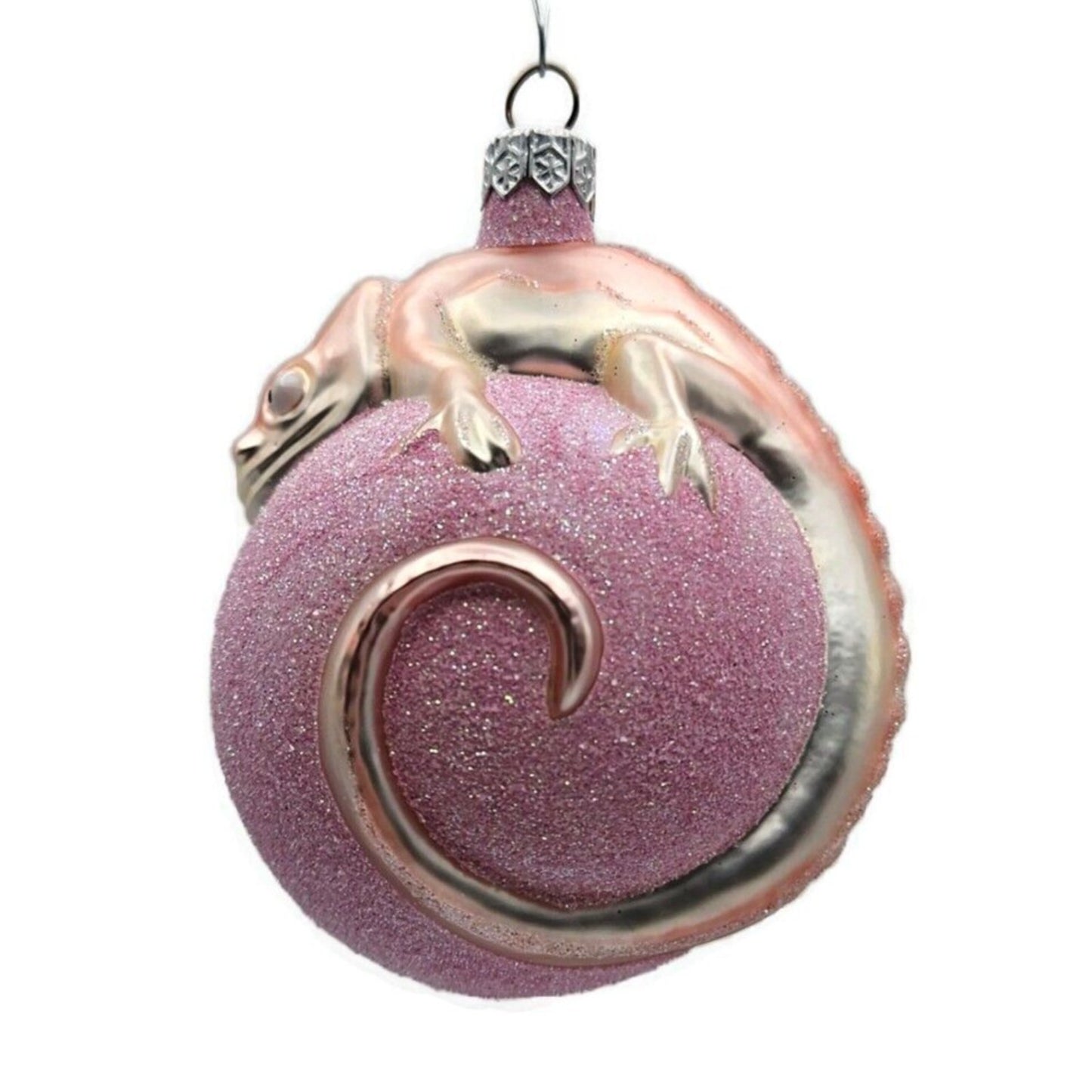 Patricia Breen Chameleon Pink Orb Glittered Christmas Holiday Tree Ornament