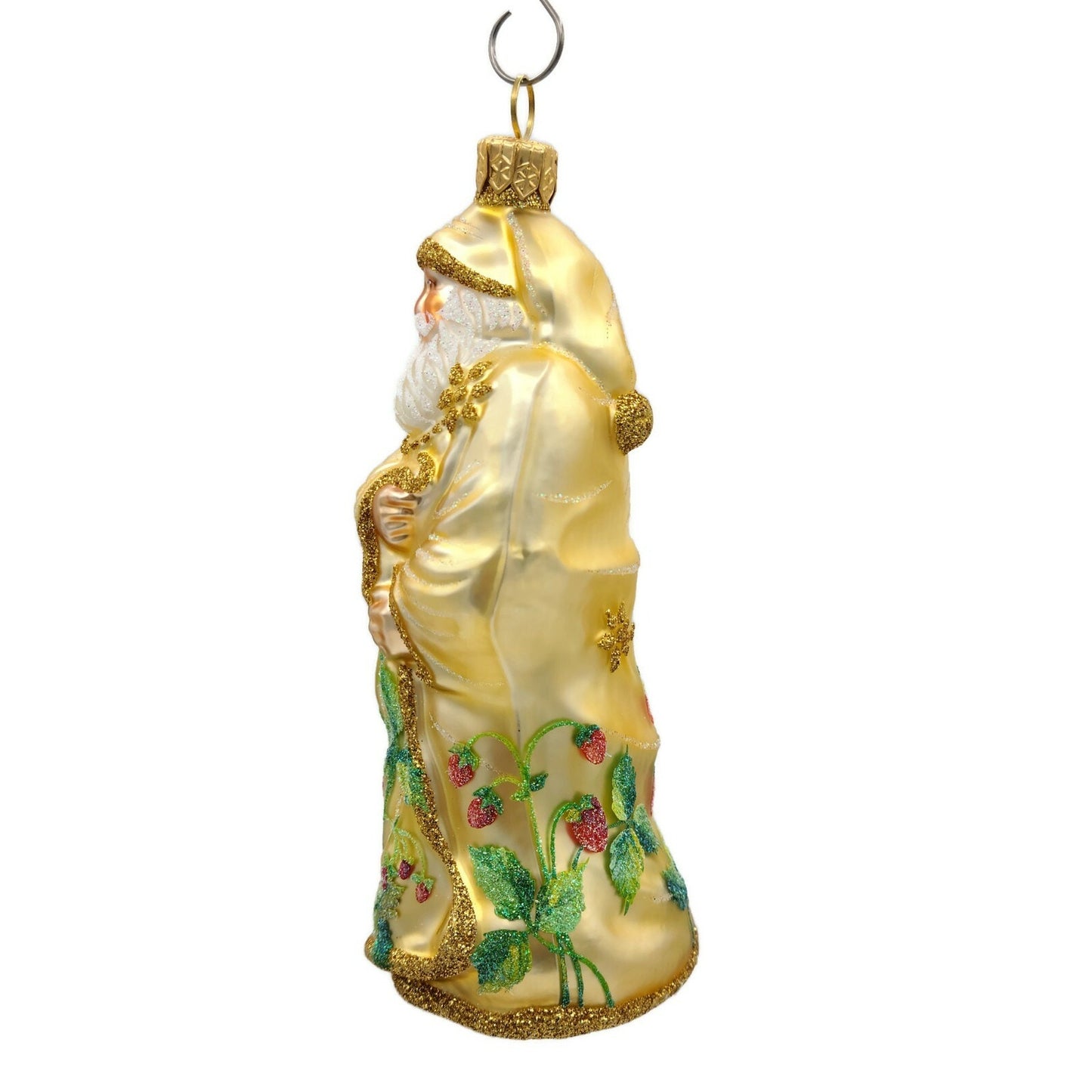 Patricia Breen Redoute Santa Strawberries Gold Fruit Spring Holiday Ornament