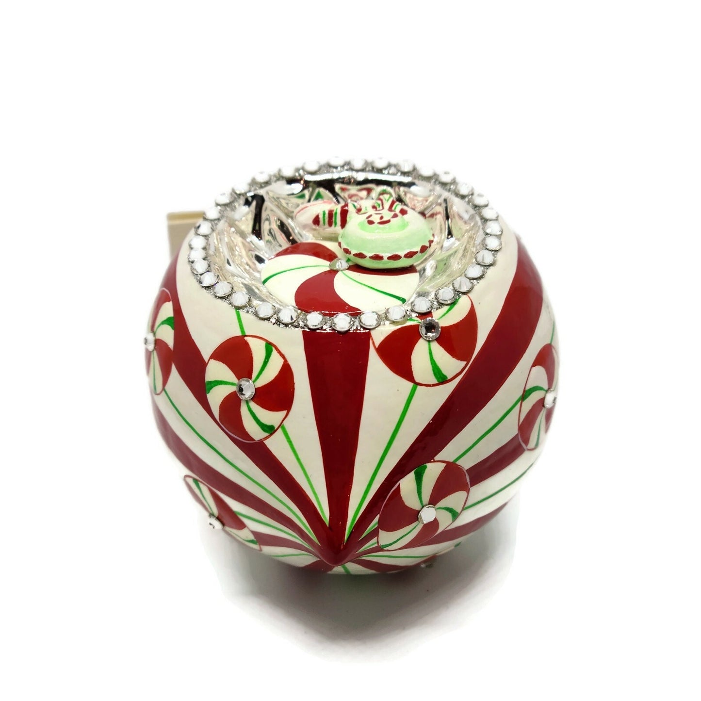Patricia Breen Toujours Hamish Peppermint Chameleon Orb Christmas Ornament