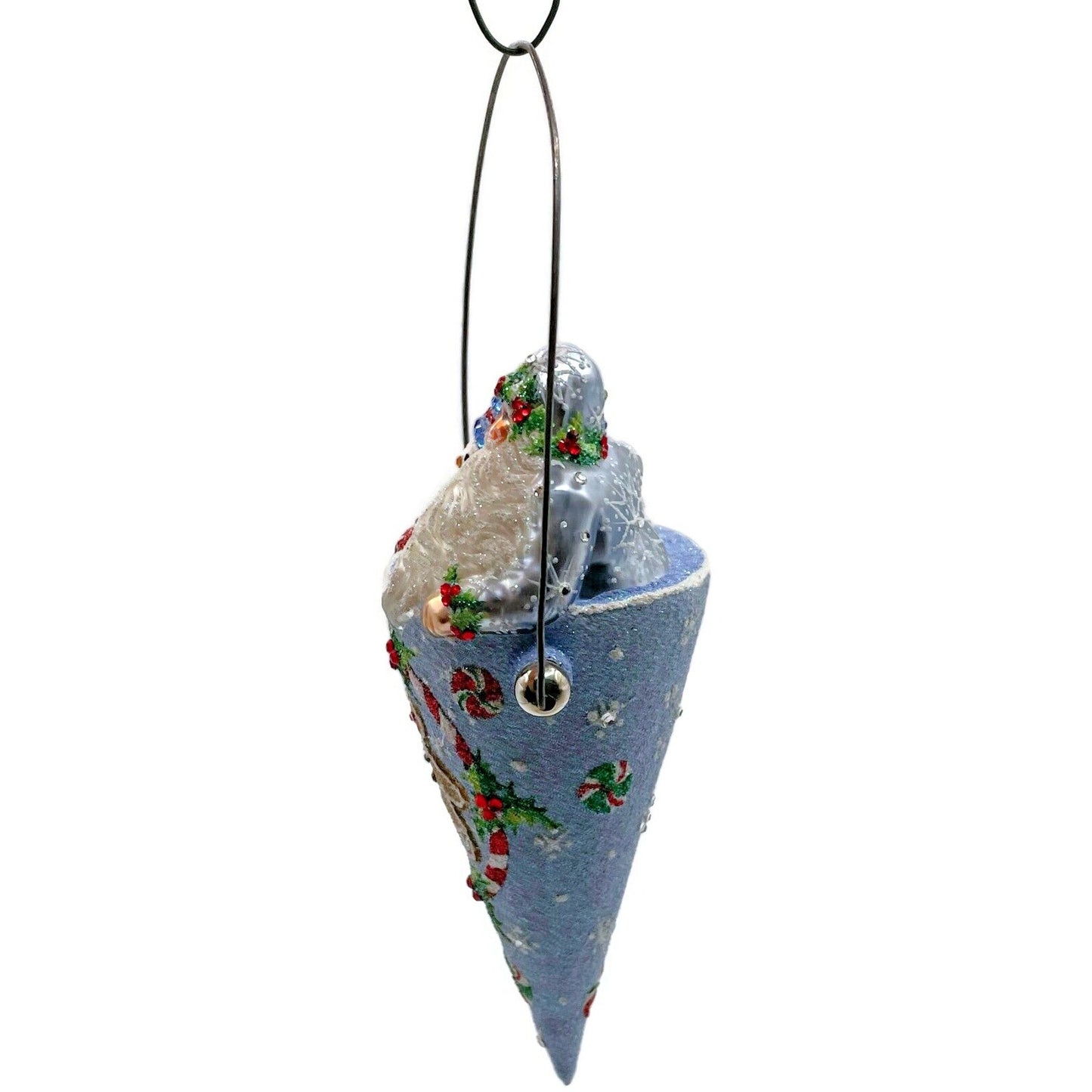 Patricia Breen Victorian Candy Cone Gingerbread Men Blue Christmas Tree Ornament
