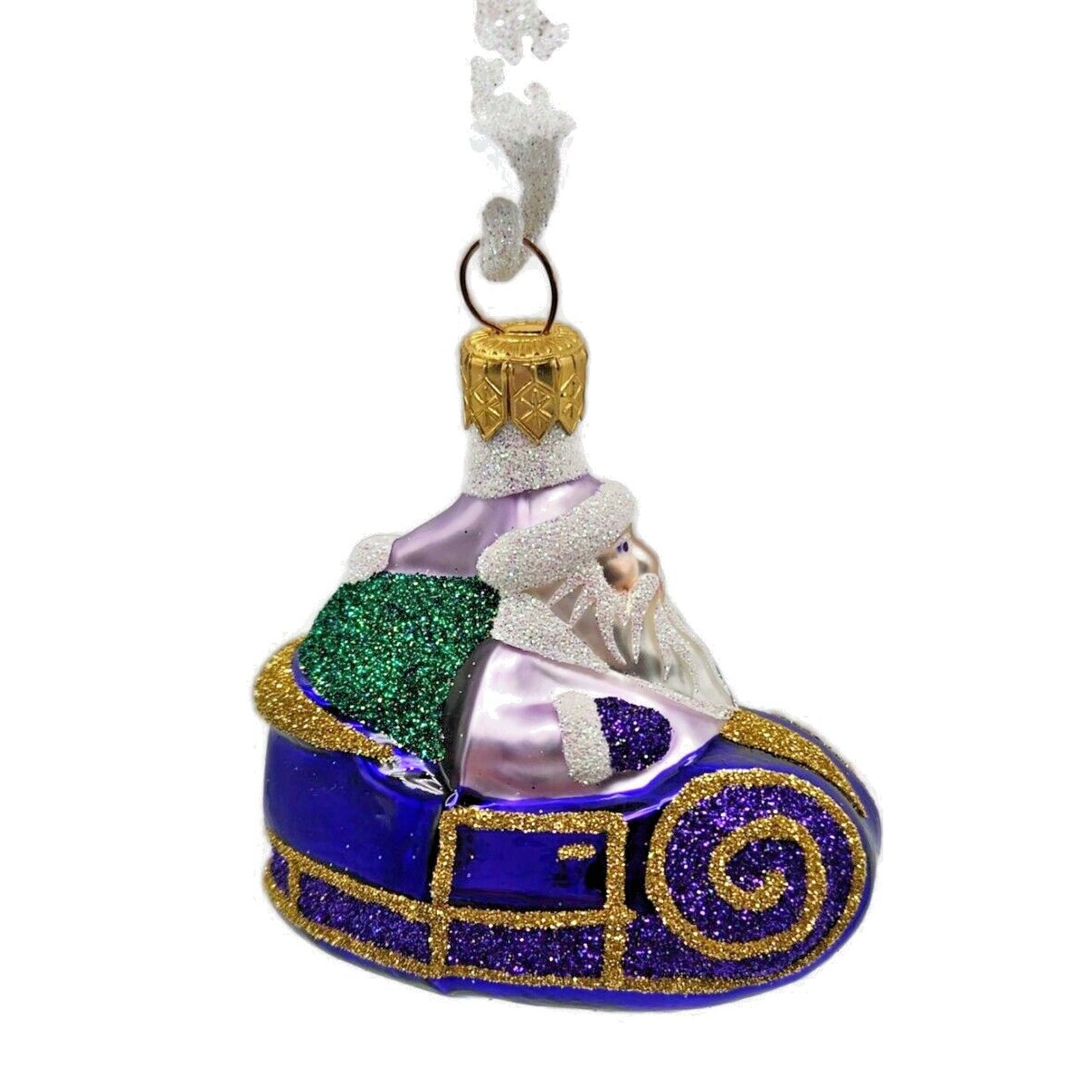 Patricia Breen Night Flight Santa Purple Sleigh Gold Moon Christmas Ornament