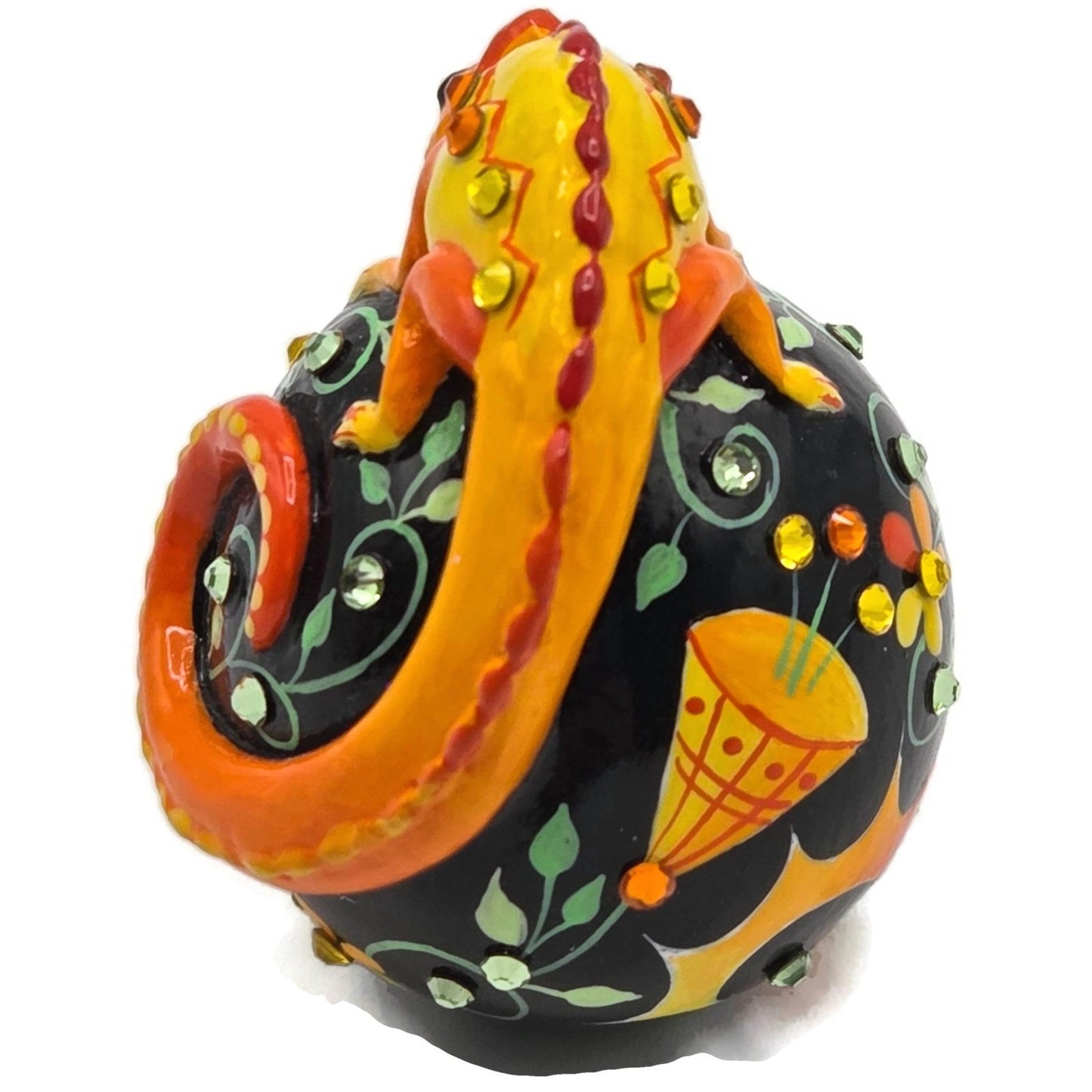 Patricia Breen Miniature Chameleon Sculpture Russian Fable Floral Christmas