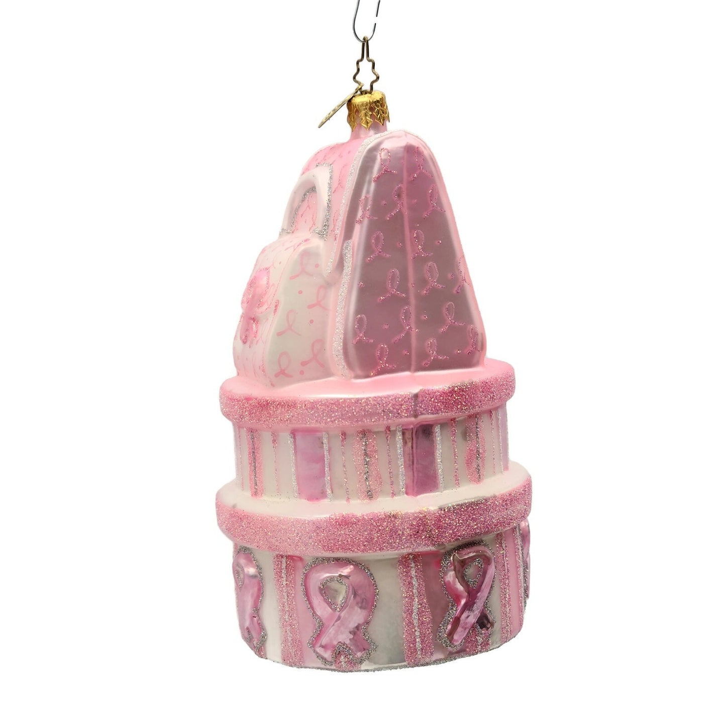 Christopher Radko Breast Cancer Caring Gifts Pink Ribbon Christmas Tree Ornament