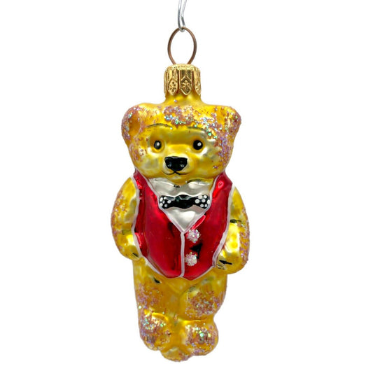 Christopher Radko Ornament Tiny Ted Teddy Bear Gem Blown Glass Christmas Tree