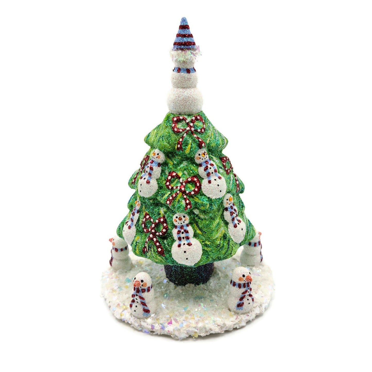 Patricia Breen Snowman Topiary Blue Red Stripe Free Standing Christmas Ornament