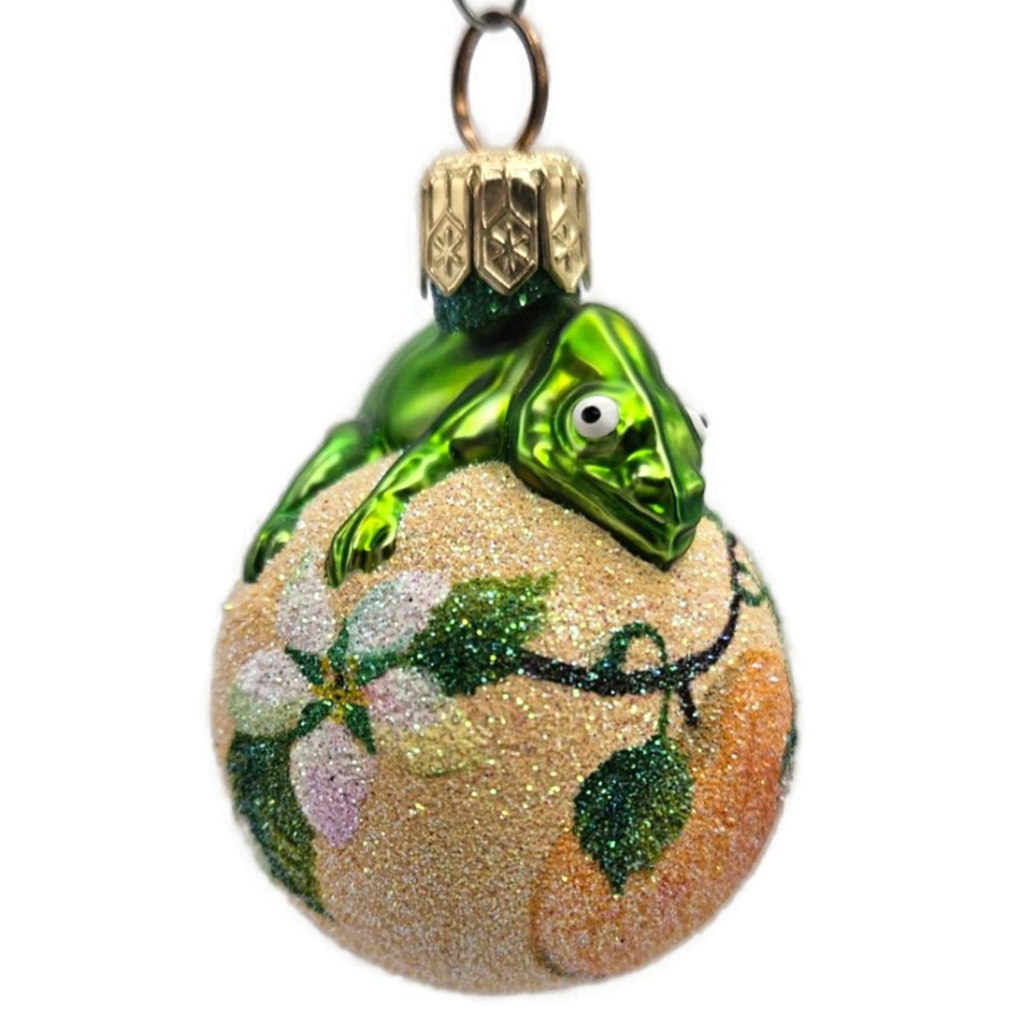 Patricia Breen Miniature Chameleon Peach Flowers Spring Christmas Tree Ornament