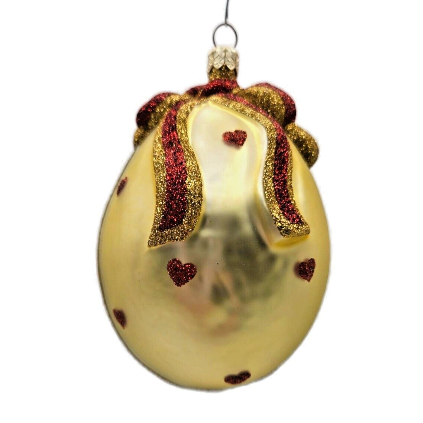 Patricia Breen Caseys Egg Hearts Teddy Bear Ribbon Gold Christmas Tree Ornament