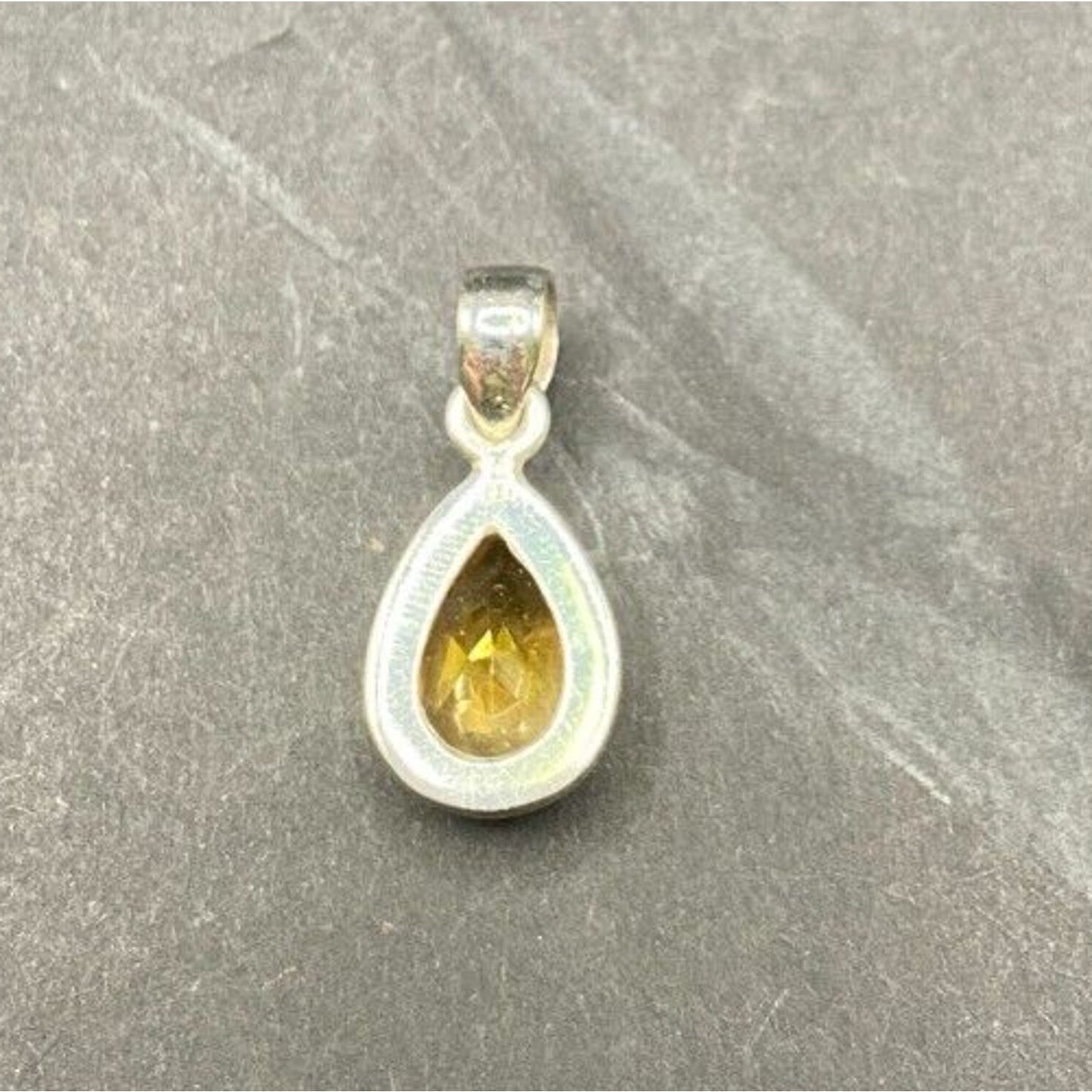 Natural Sunny Citrine Pear Shaped Pendant Yellow Gemstone 925 Sterling Silver