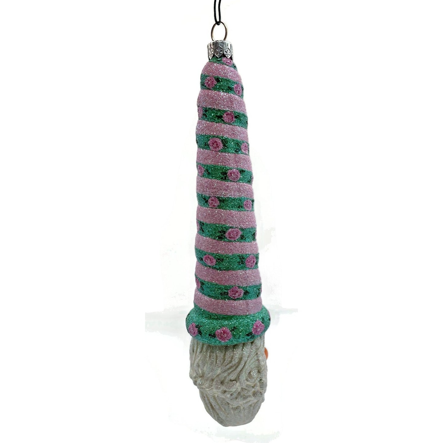 Patricia Breen Ornament Sucre Santa Pink Green Roses Spring Christmas Tree Decor