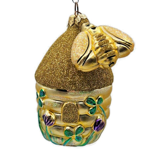 Patricia Breen Clover Beeskep and Bee Glittered Wings Spring Christmas Ornament