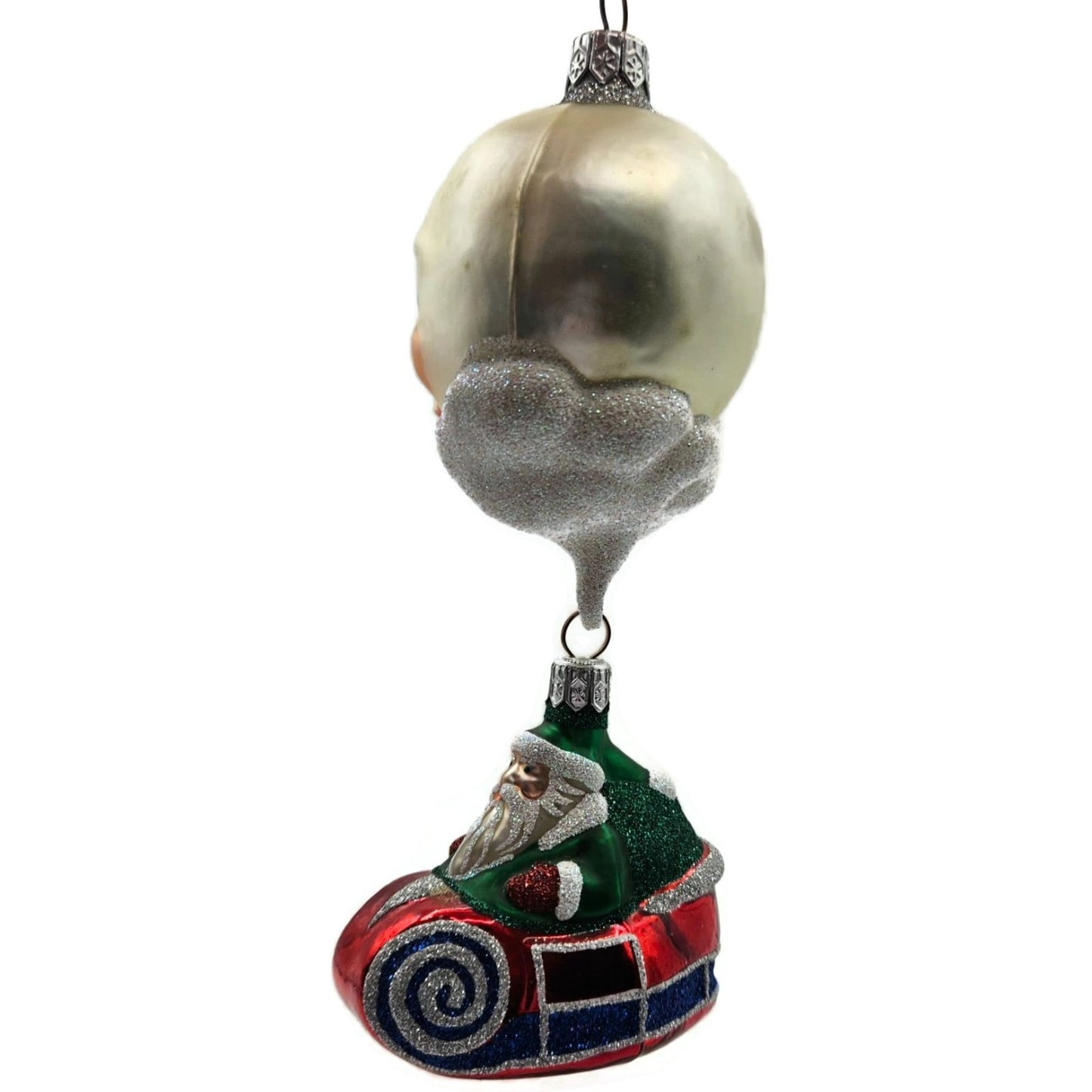 Patricia Breen Ornament Night Flight Santa Red Sleigh Pearl Moon Christmas Decor