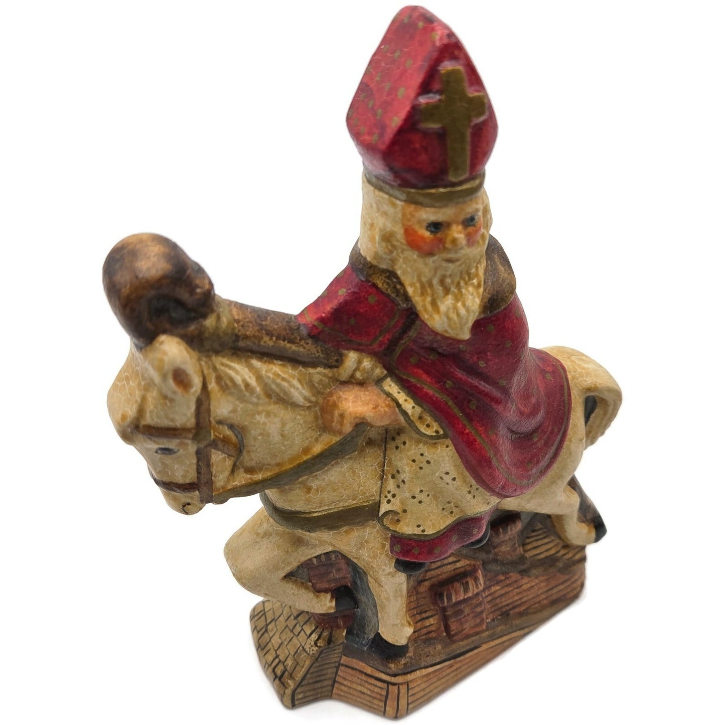 Vaillancourt Small Dutch Saint Nicholas on Roof Chalkware Folk Art XMas Figurine