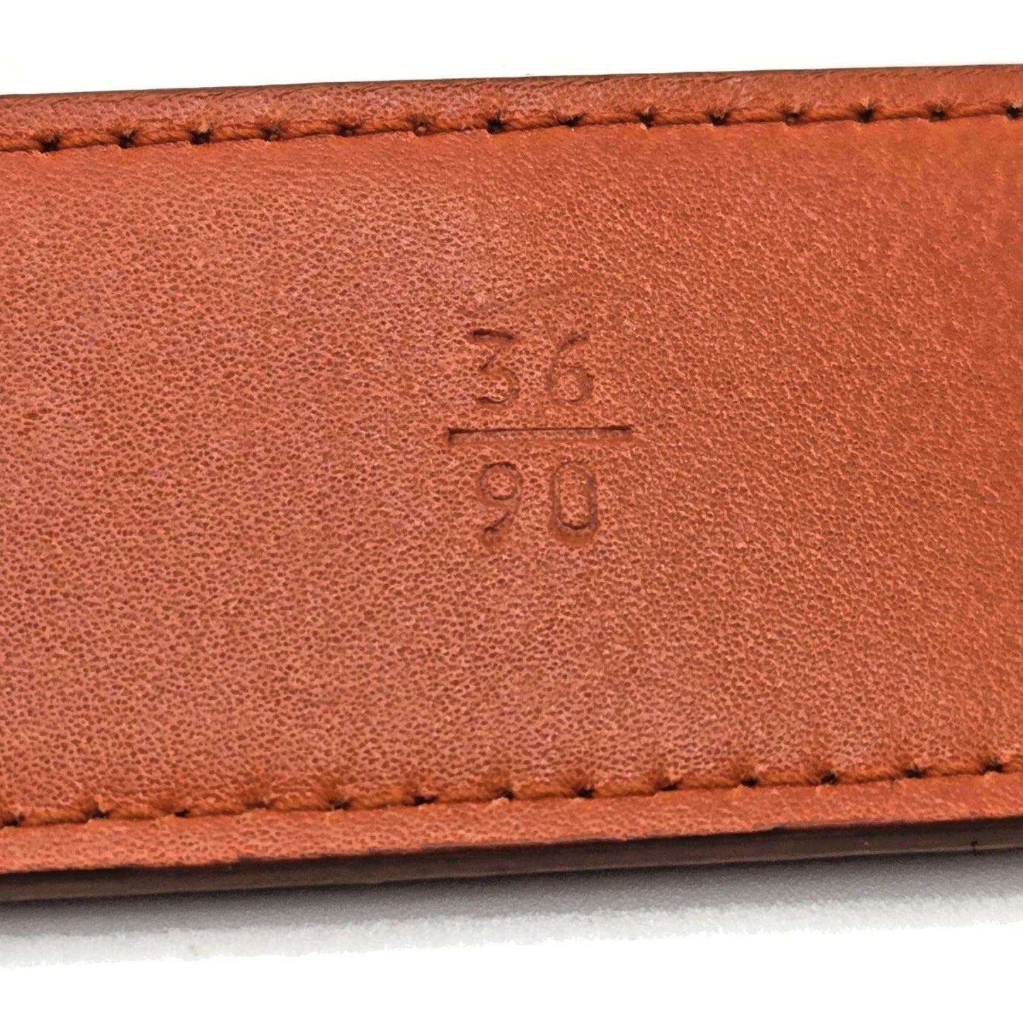 Prada Orange Leather Belt 36 Inch / 90 cm Silver Buckle Made in Italy 2C5161