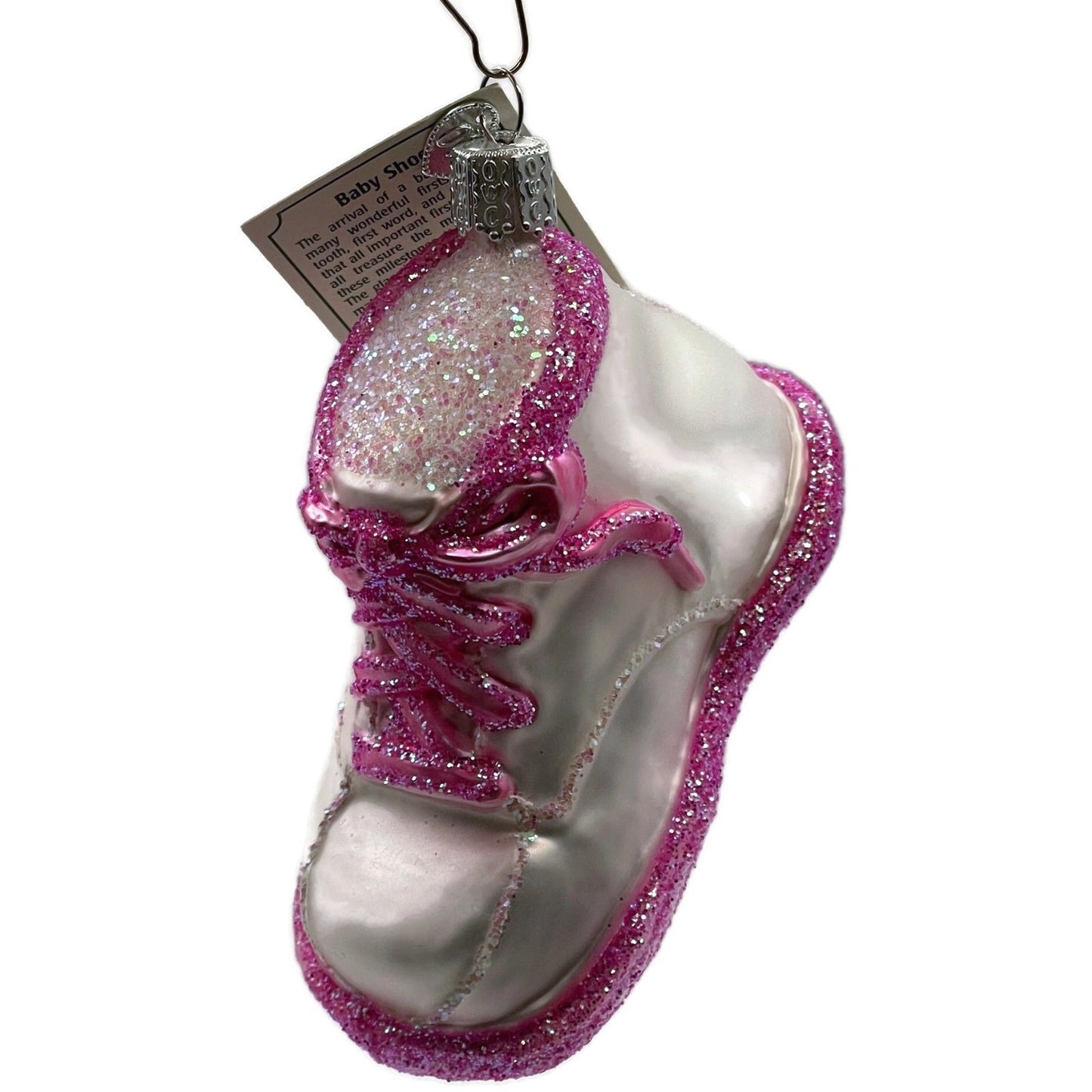 Baby Girl Shoe Ornament Pearl Pink Old World Christmas Holiday Tree Ornament OWC