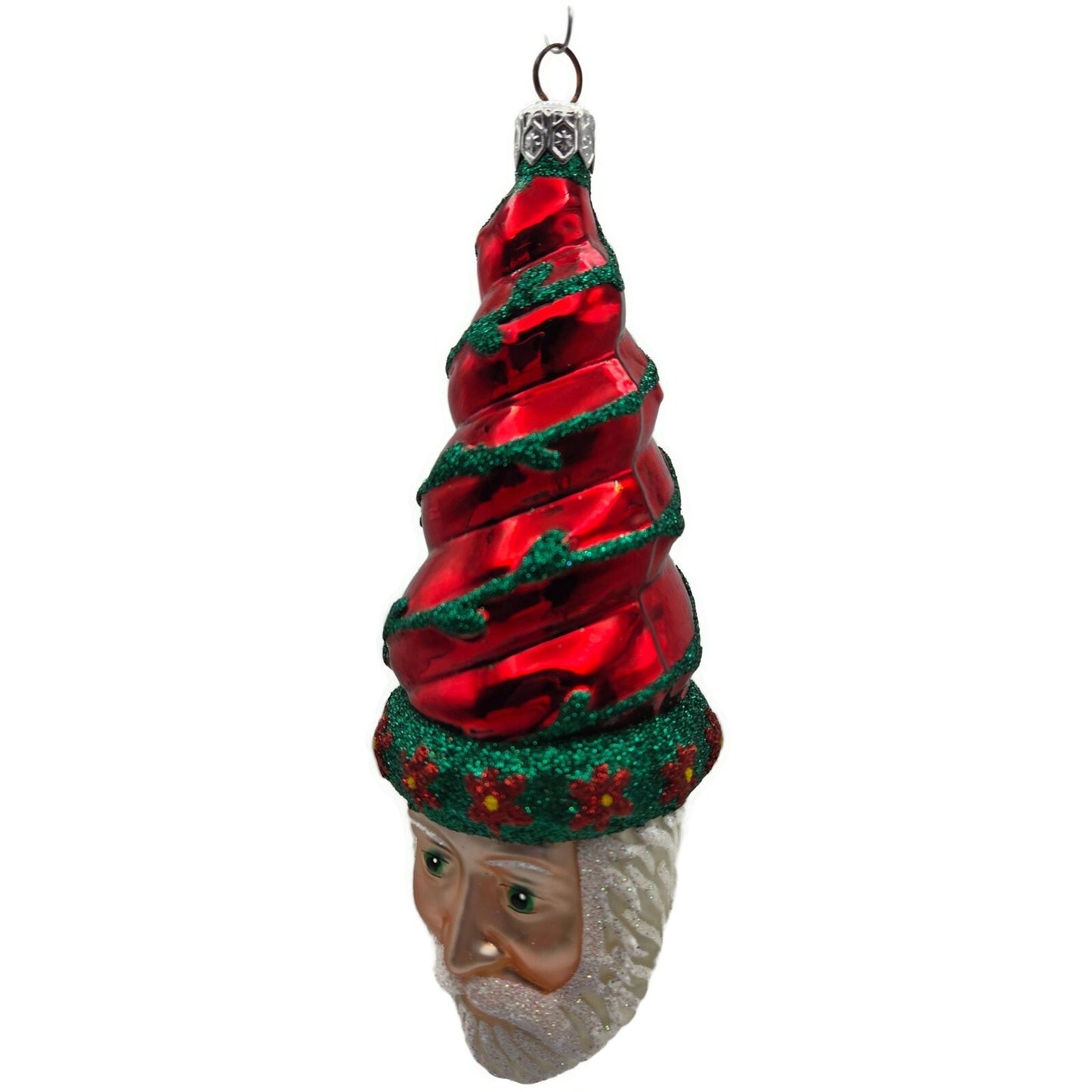 Patricia Breen Goslar Santa Claus Red Shiny Poinsettia Spring Christmas Ornament
