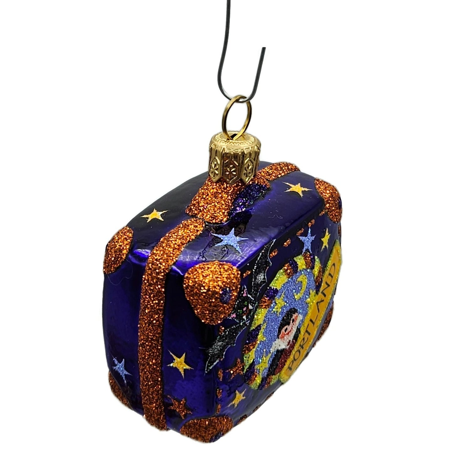 Patricia Breen Miniature Valise Halloween Purple Bats Christmas Tree Ornament
