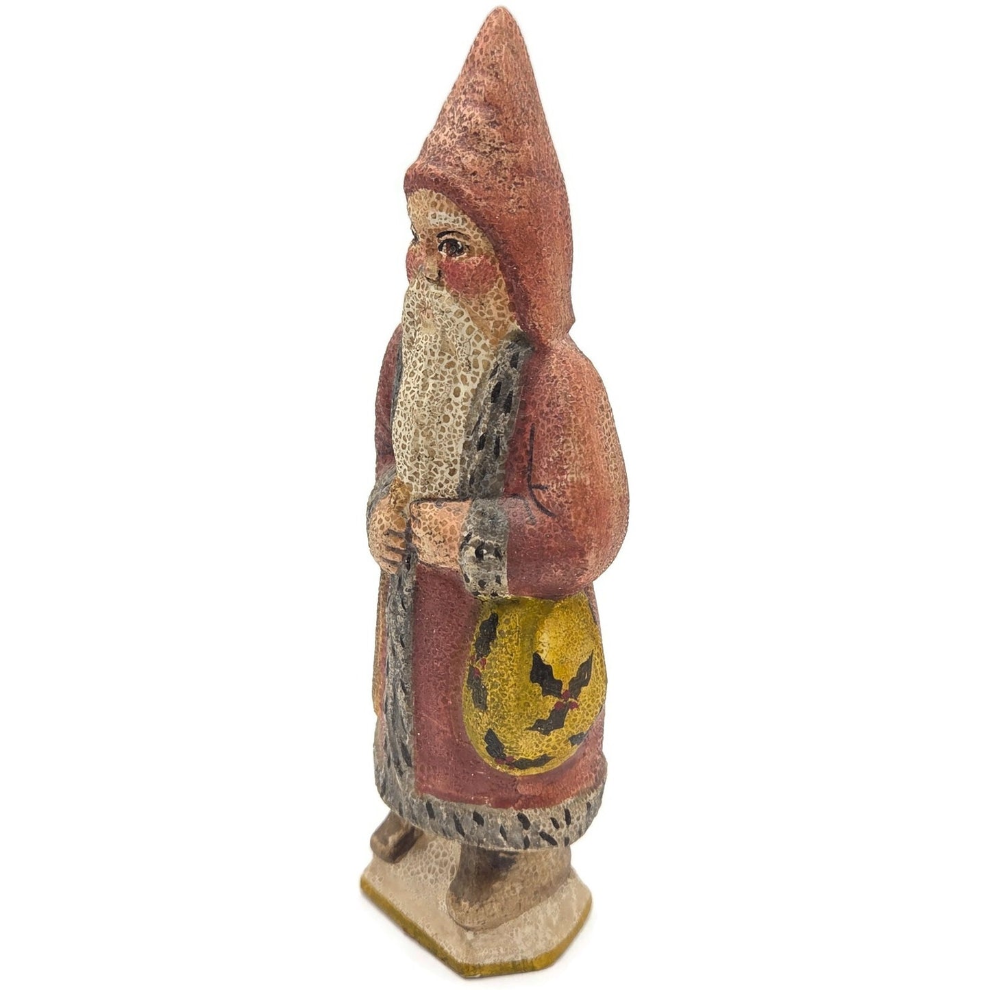 Vaillancourt Vaillancourt Belsnickel with Holly Sack Chalkware Folk Art Figurine