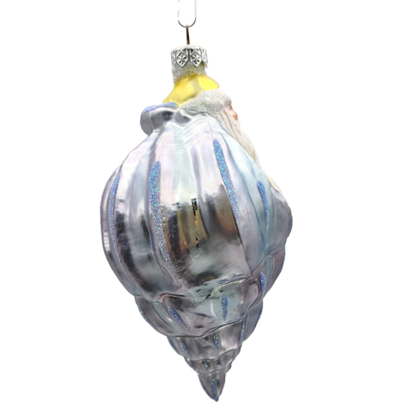 Patricia Breen Coastal Santa Claus Blue Yellow Sea Shell Nautical Tree Ornament