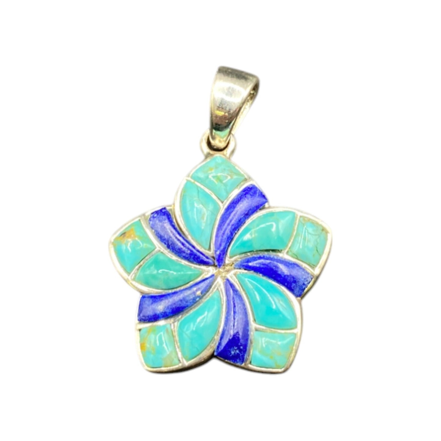 Turquoise Lapiz Lazuli Star Pendant Sterling Silver Blue Semi Precious Stone NK