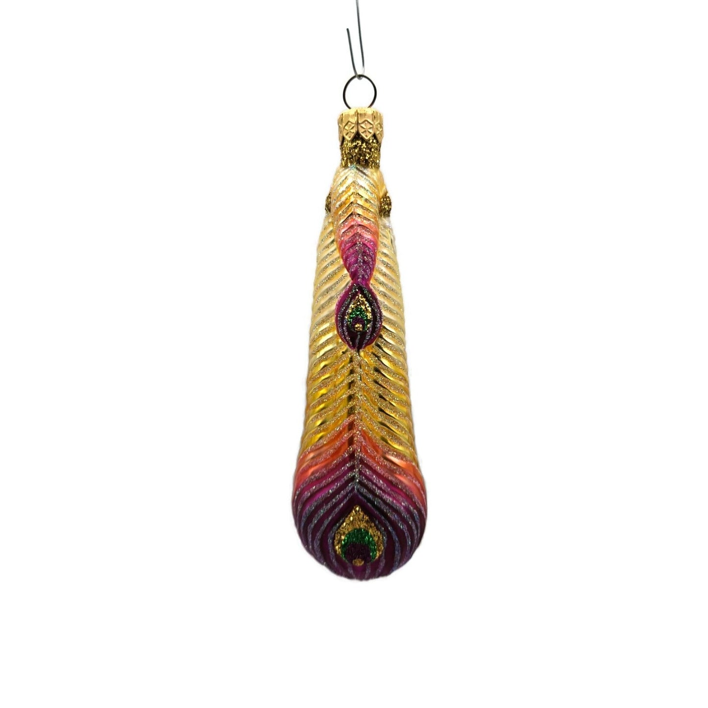 Patricia Breen Peacock Icicle Fuchsia Gold Santa Claus Christmas Tree Ornament