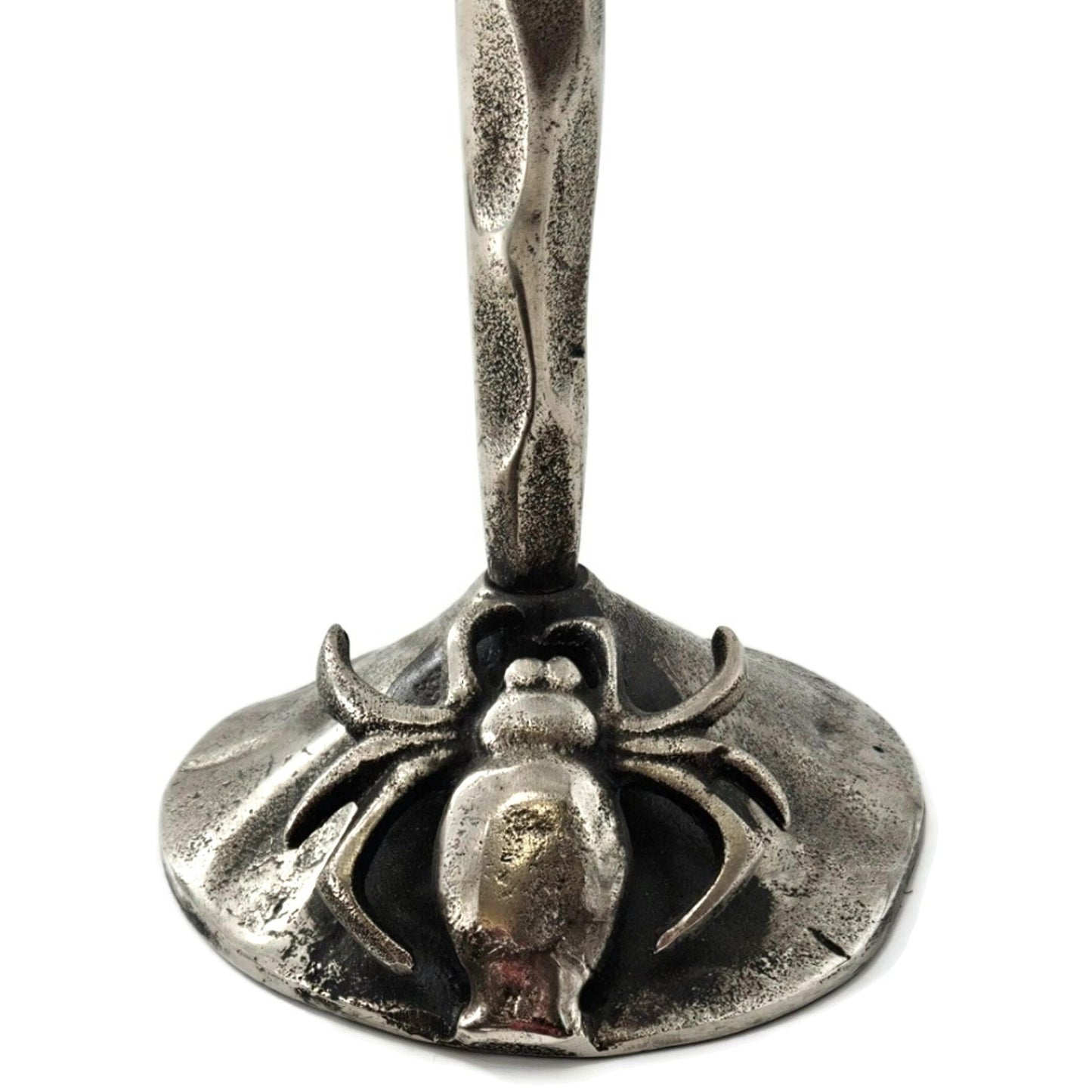Gothic Halloween Spider Candle Holder Pair Black Metal Spooky Taper Candle Decor