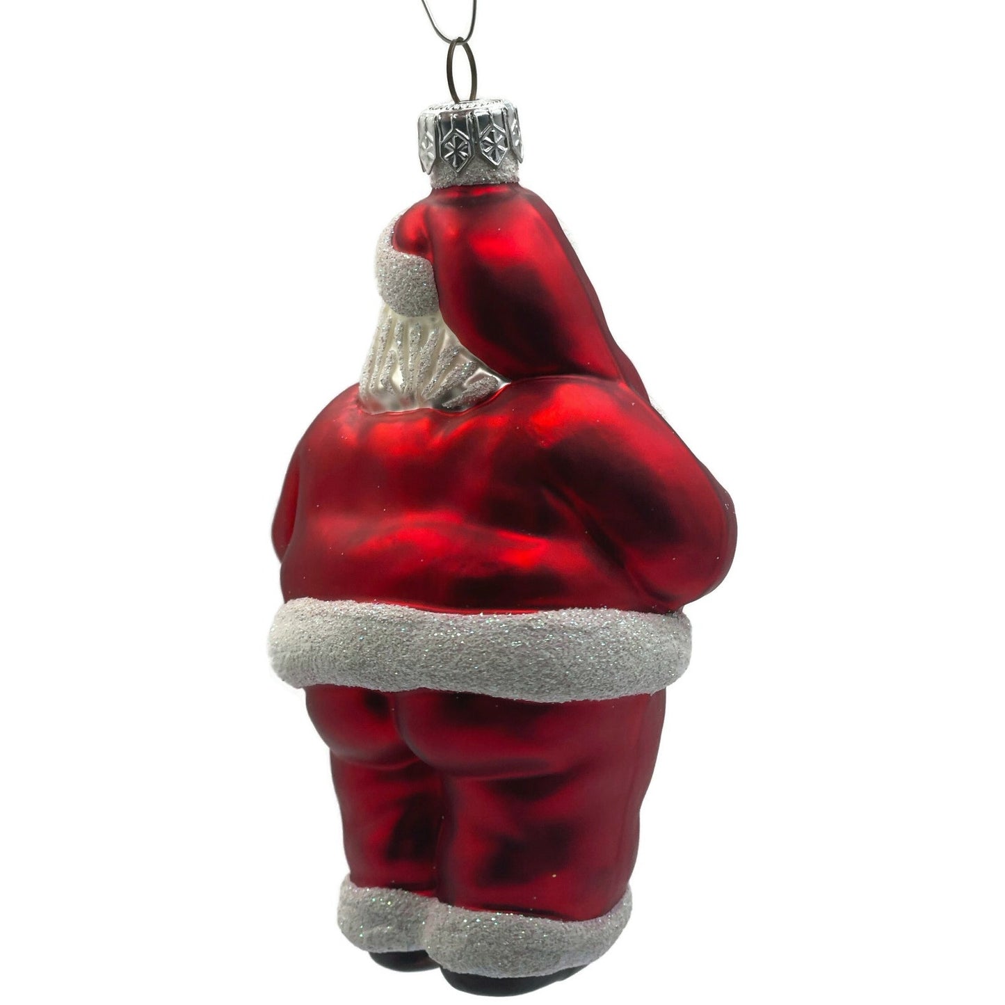 Patricia Breen Ho Ho Ho Santa Claus Red White Matte Christmas Tree Ornament