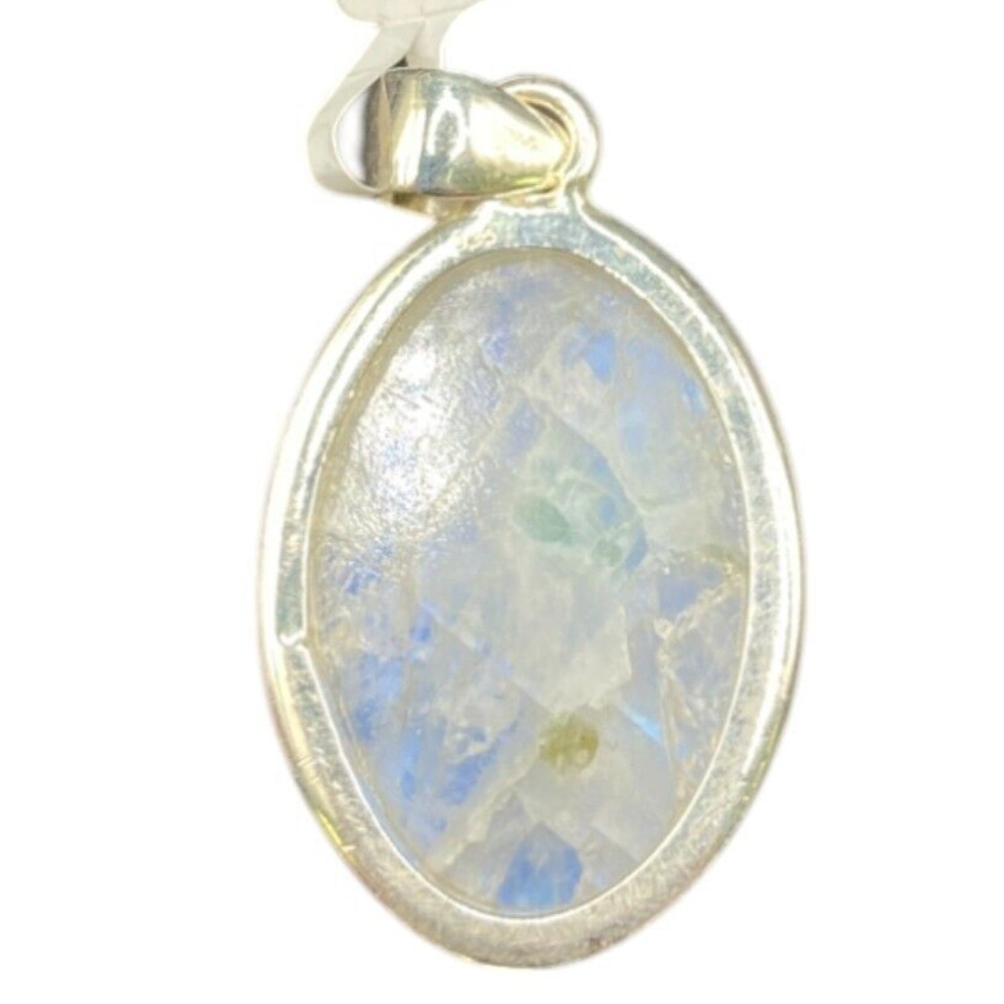 Rainbow Moonstone Pendant Oval Polished Crystal Gemstone Sterling Silver
