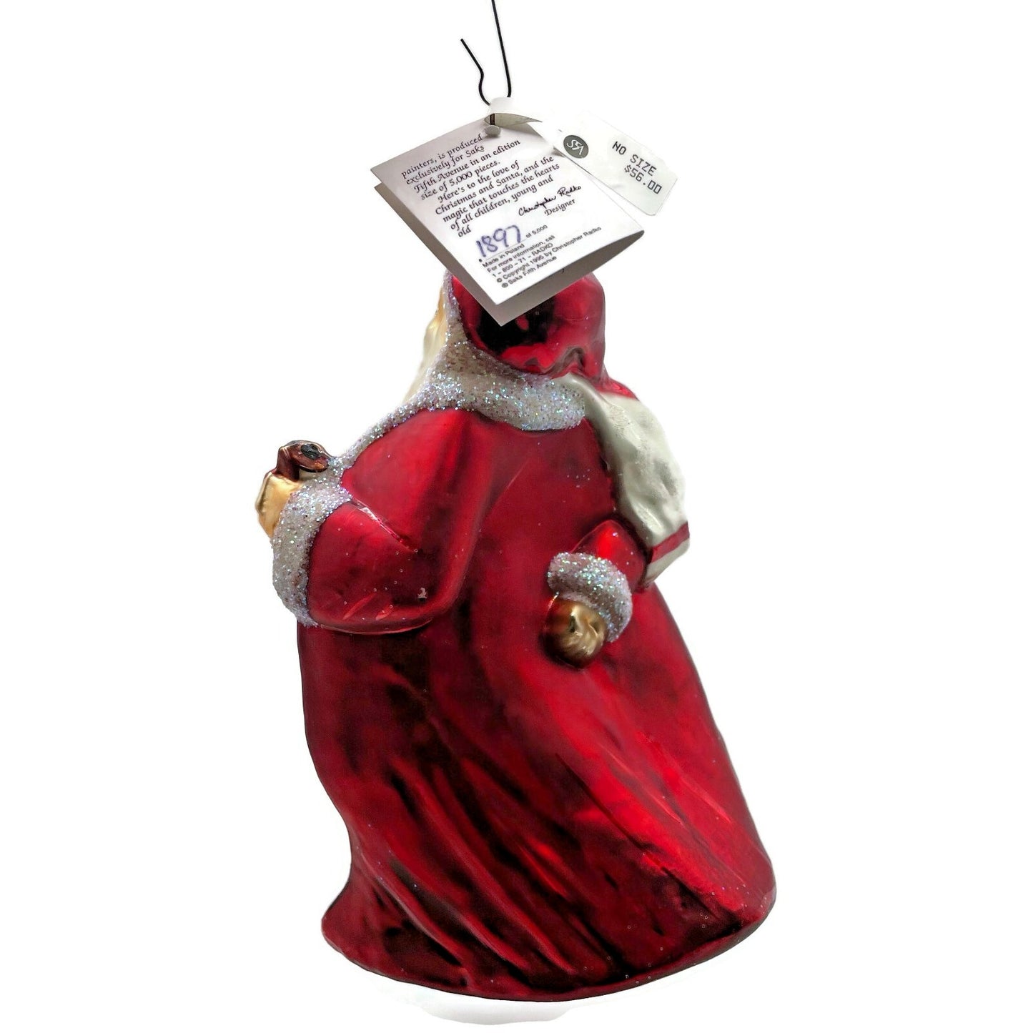 Christopher Radko Santa Calls Limited Edition Saks 5th Avenue Christmas Ornament