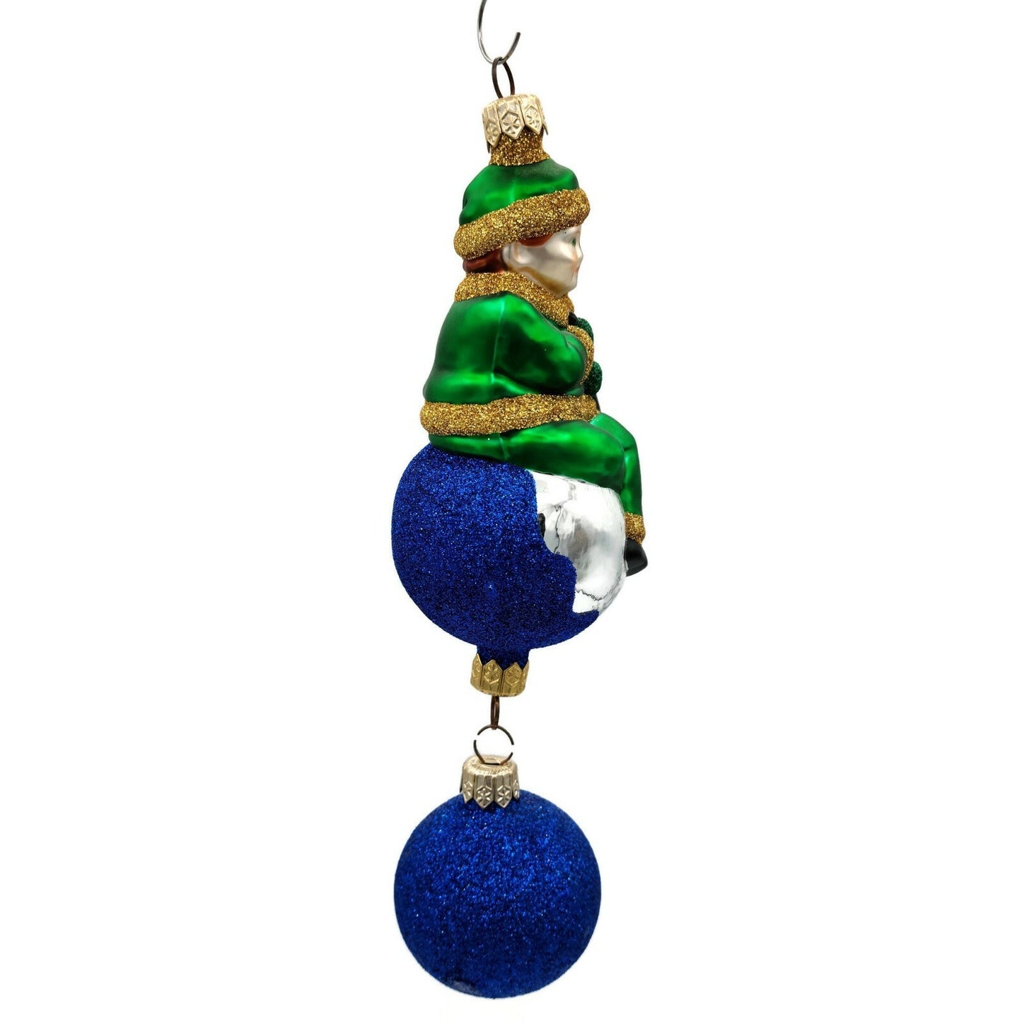 Patricia Breen Jingles the Elf Green Suit Blue Ball Christmas Holiday Ornament