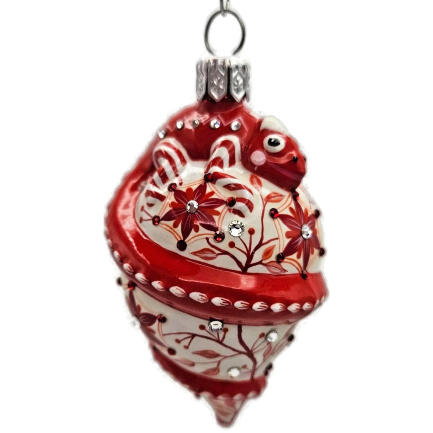 Patricia Breen Topping Chameleon Chinoiserie Red Spring Christmas Tree Ornament