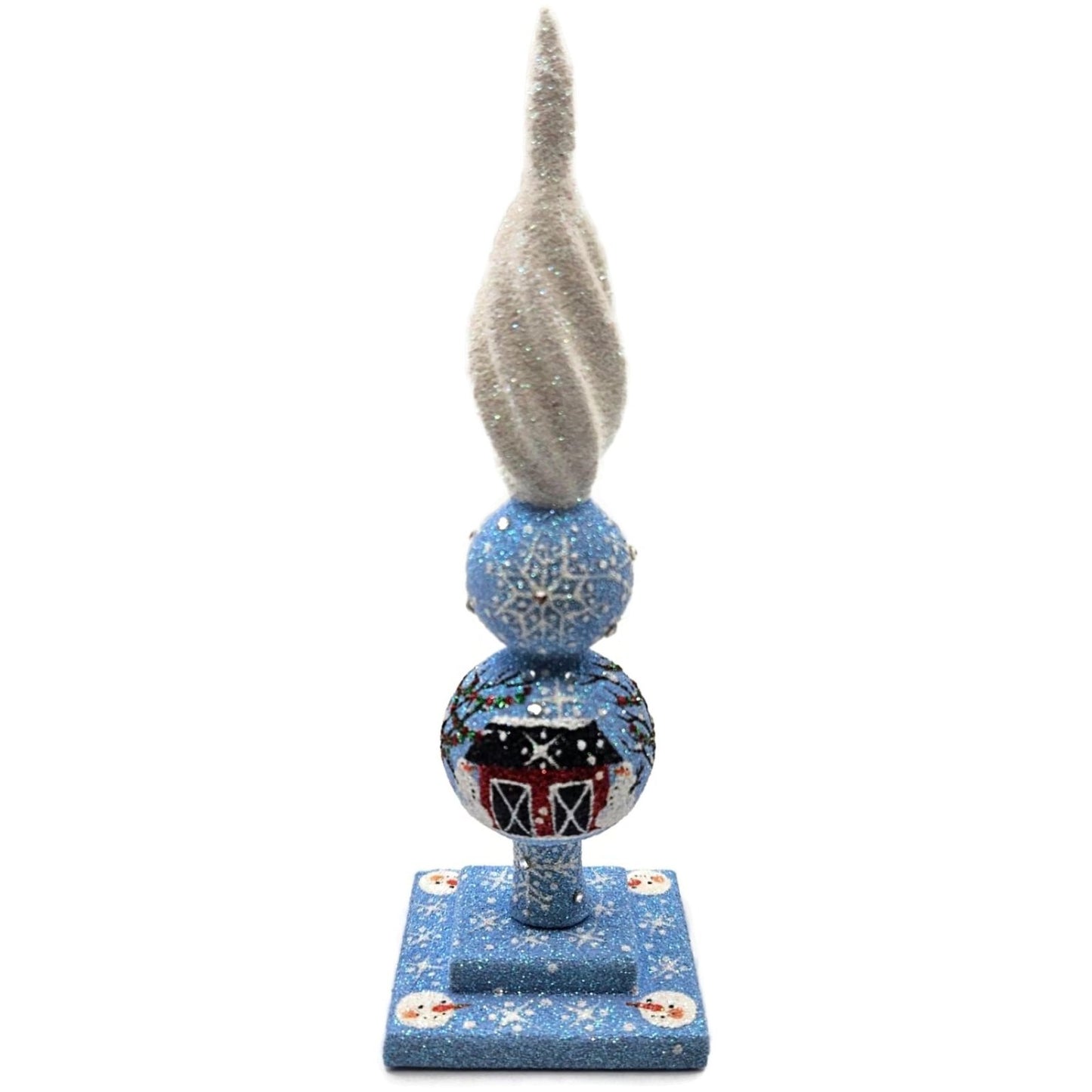 Patricia Breen Ultra Miniature Finial Red Barn Snowman Christmas Ornament HCB