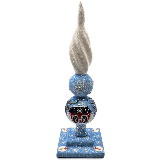 Patricia Breen Ultra Miniature Finial Red Barn Snowman Christmas Ornament HCB