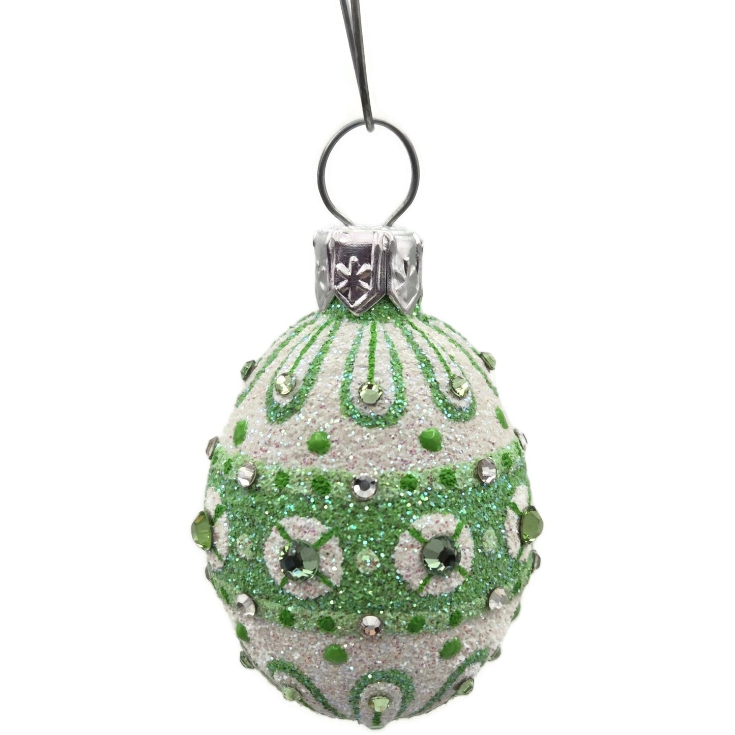 Patricia Breen Miniature Egg Zakopane Green White Swarovski Easter Tree Ornament