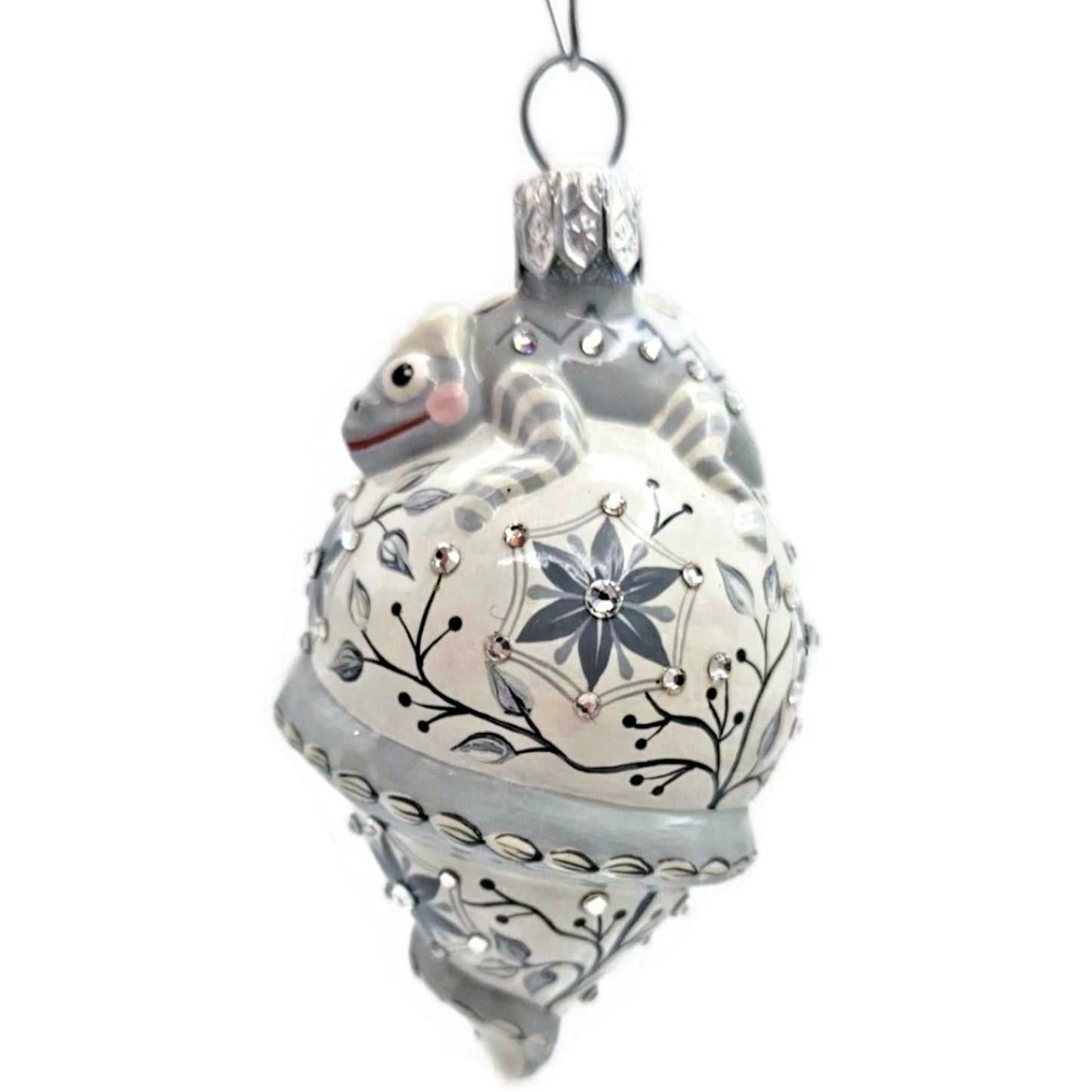 Patricia Breen Topping Chameleon Chinoiserie Graphite Spring Christmas Ornament