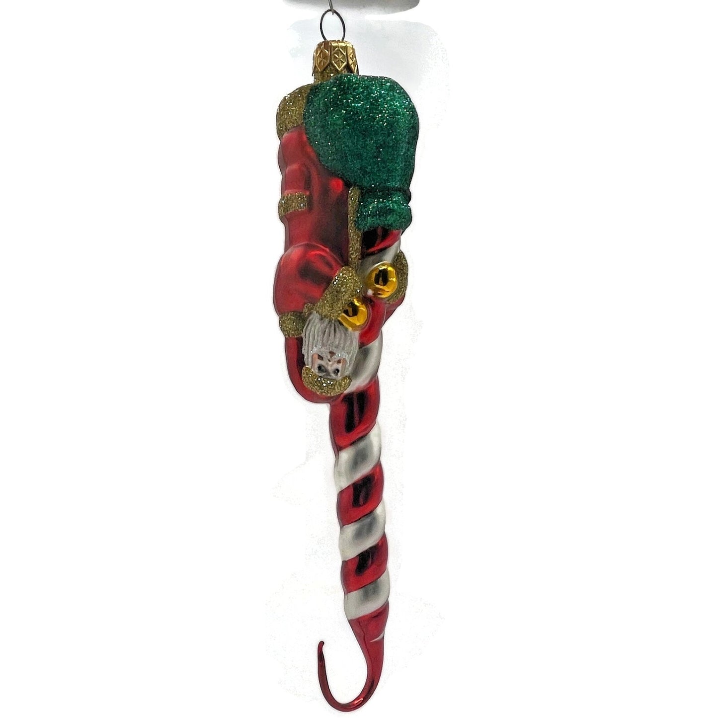 Patricia Breen Peppermint Santa Red White Gold Gloves Christmas Tree Ornament