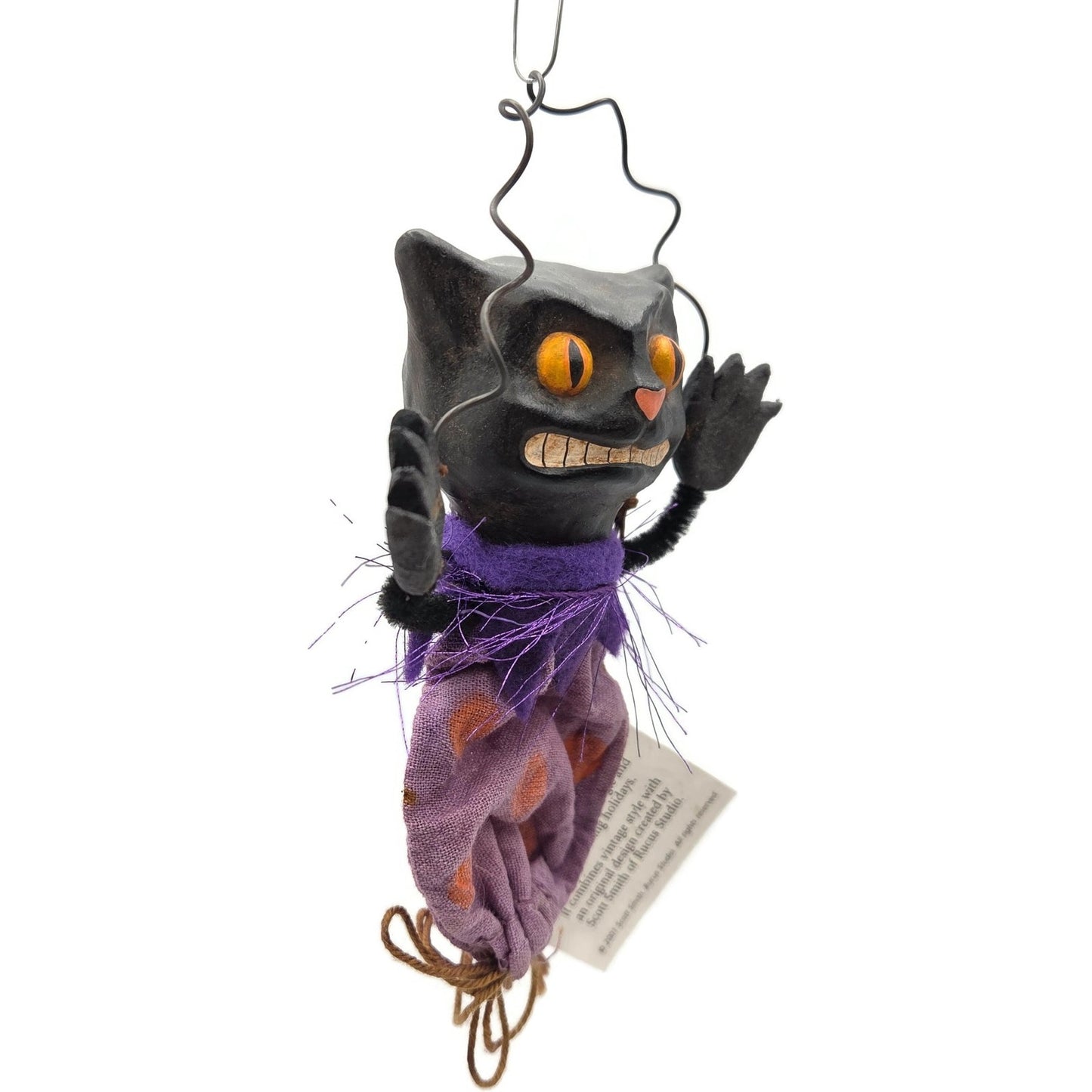 Scott Smith Rucus Studio Black Licorice Cat Orange Ornament 2001 Halloween