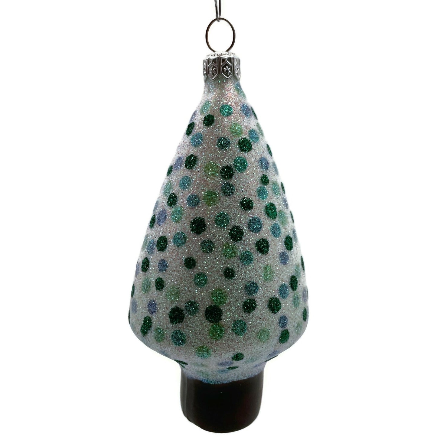 Patricia Breen Georges Tree Pearl Green Polka Dots Glittered Christmas Ornament
