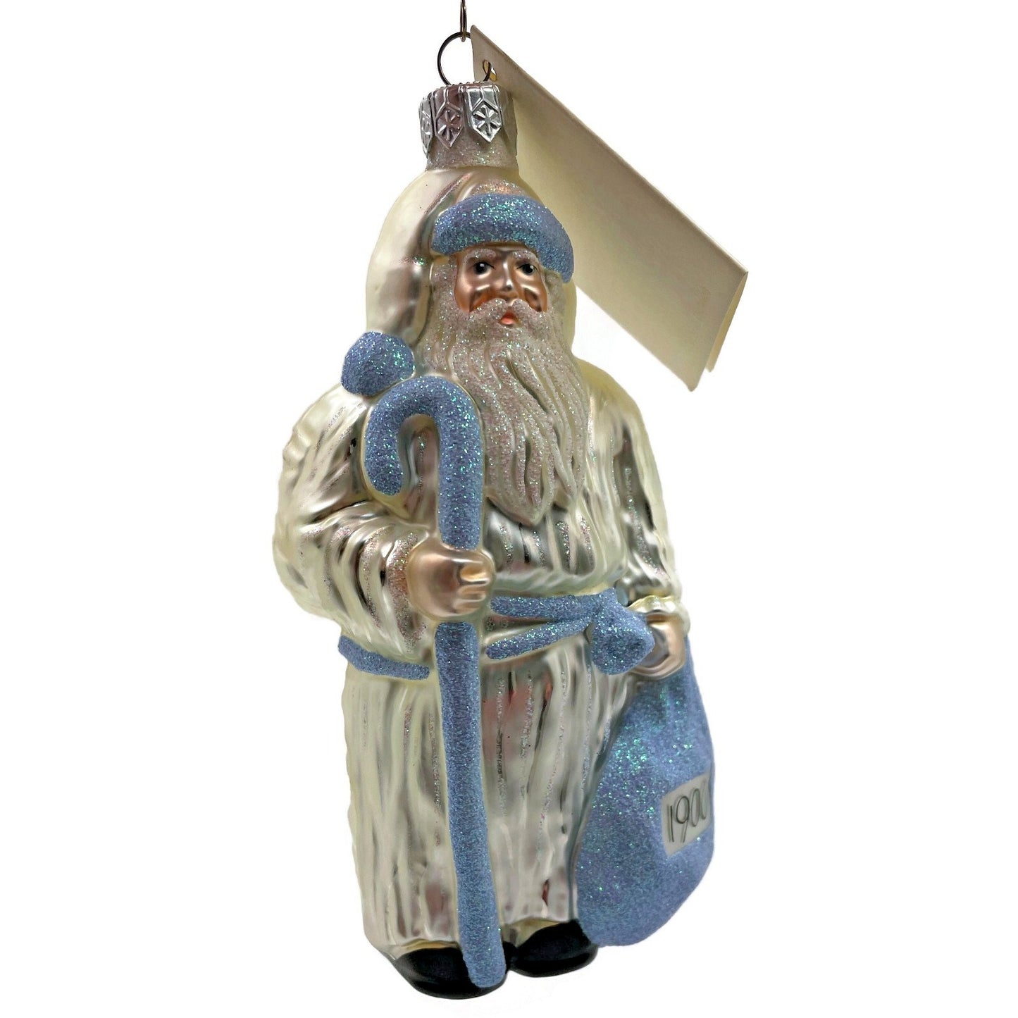Patricia Breen Millennium Santa Claus Pearl Blue Two Sided Christmas Ornament
