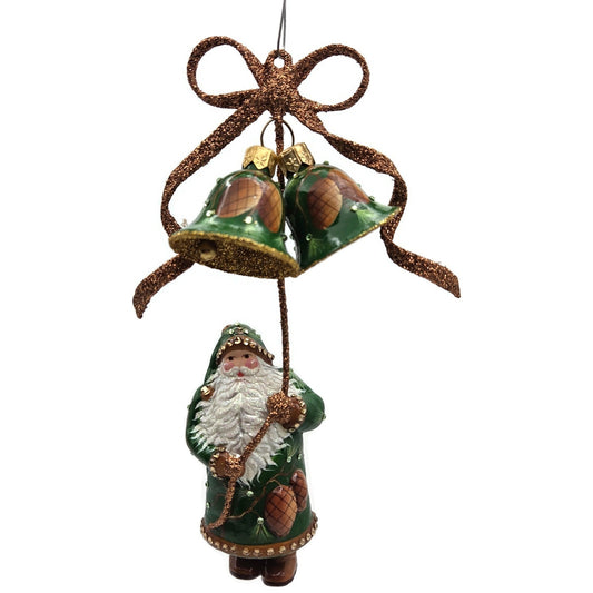 Patricia Breen Bellissimo Santa Claus Pine Cones Green Christmas Tree Ornament